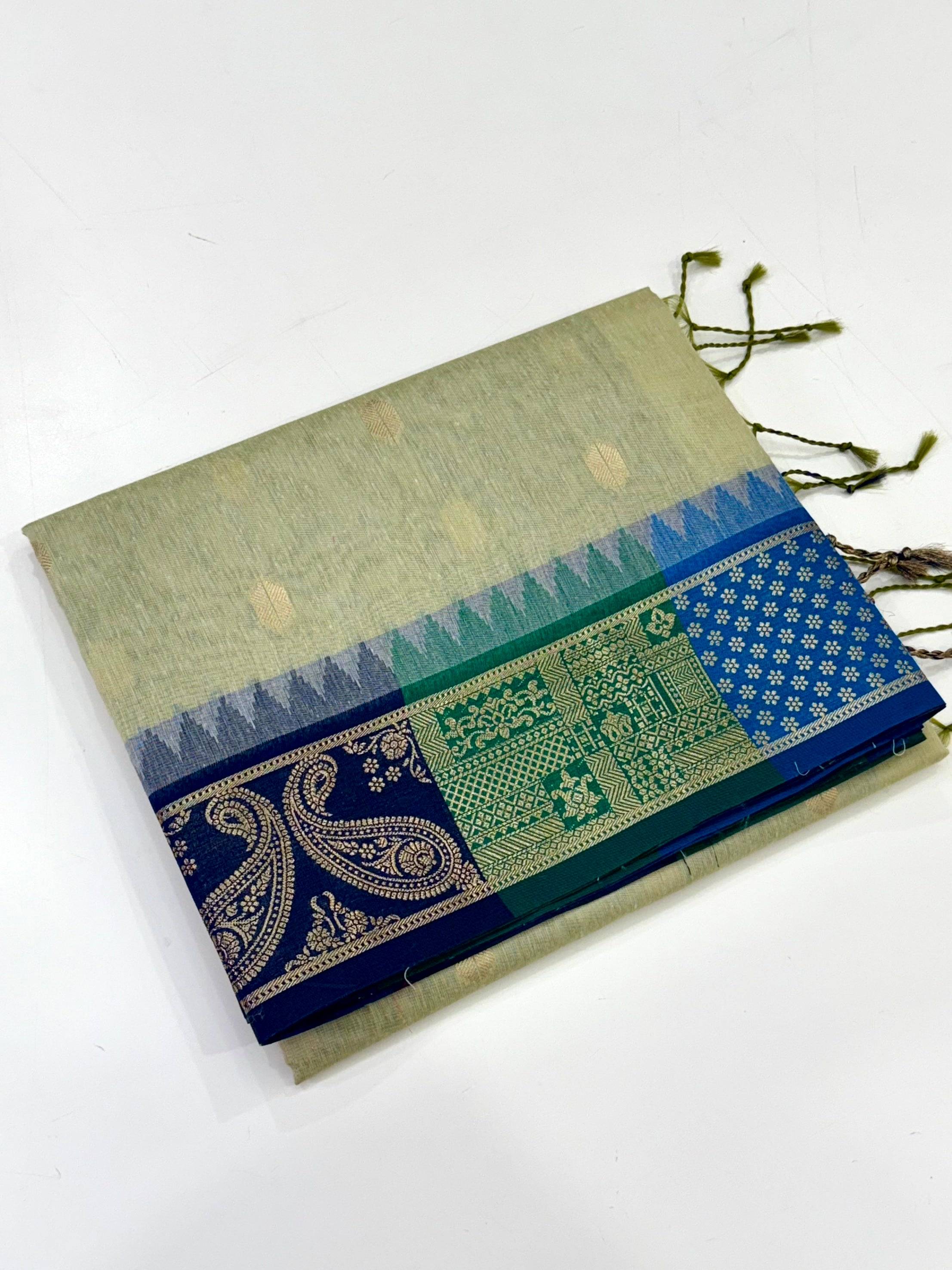 Pista Soft Mull Kanchi Pattu Saree