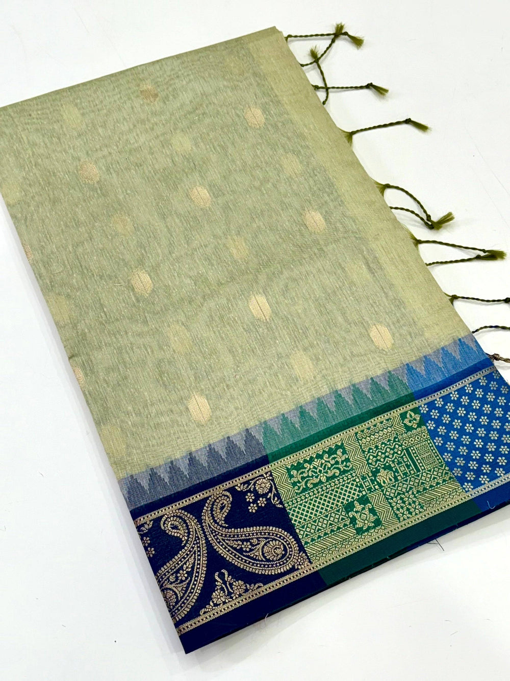 Pista Soft Mull Kanchi Pattu Saree