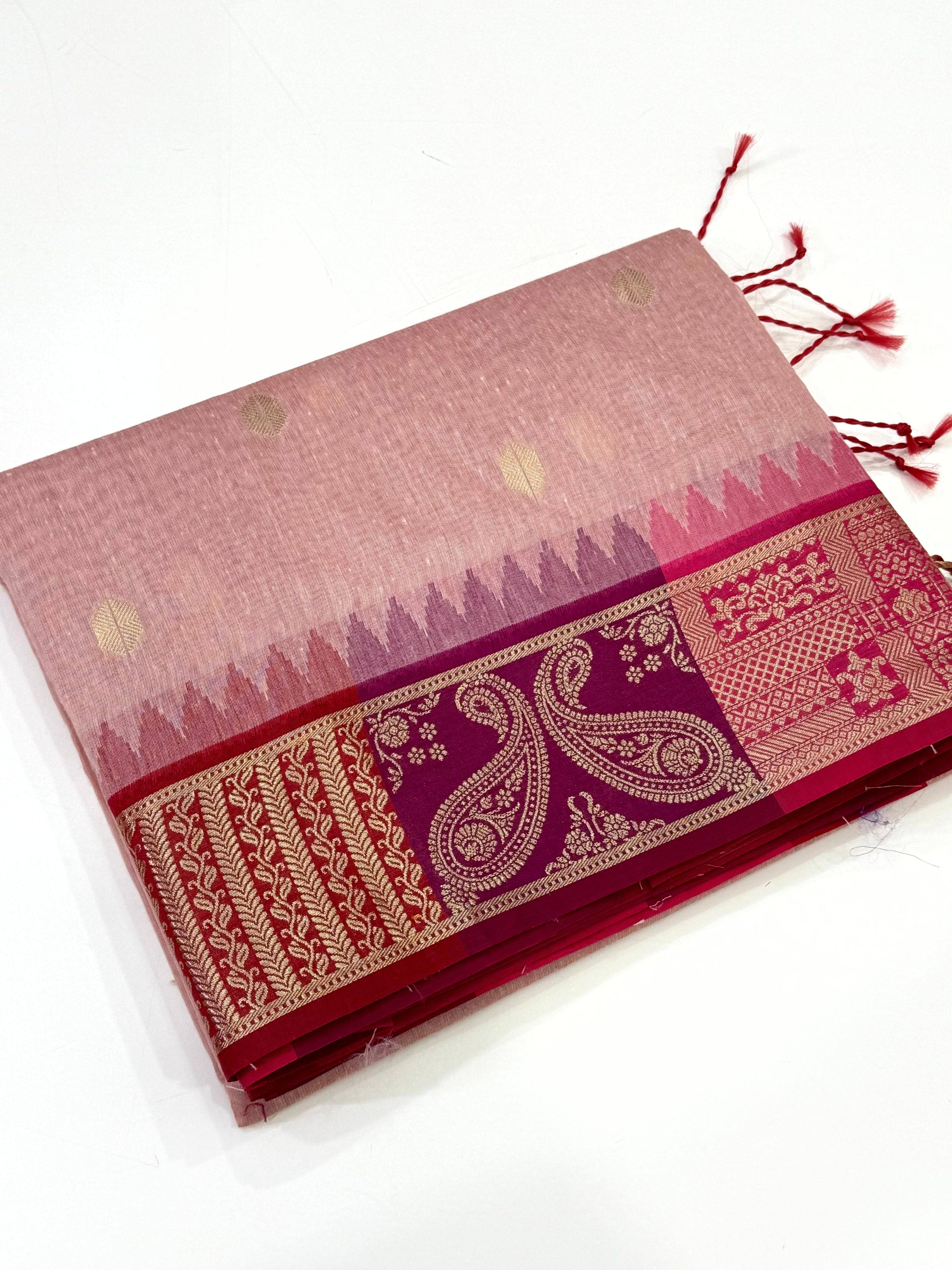 Pink Soft Mull Kanchi Pattu Saree