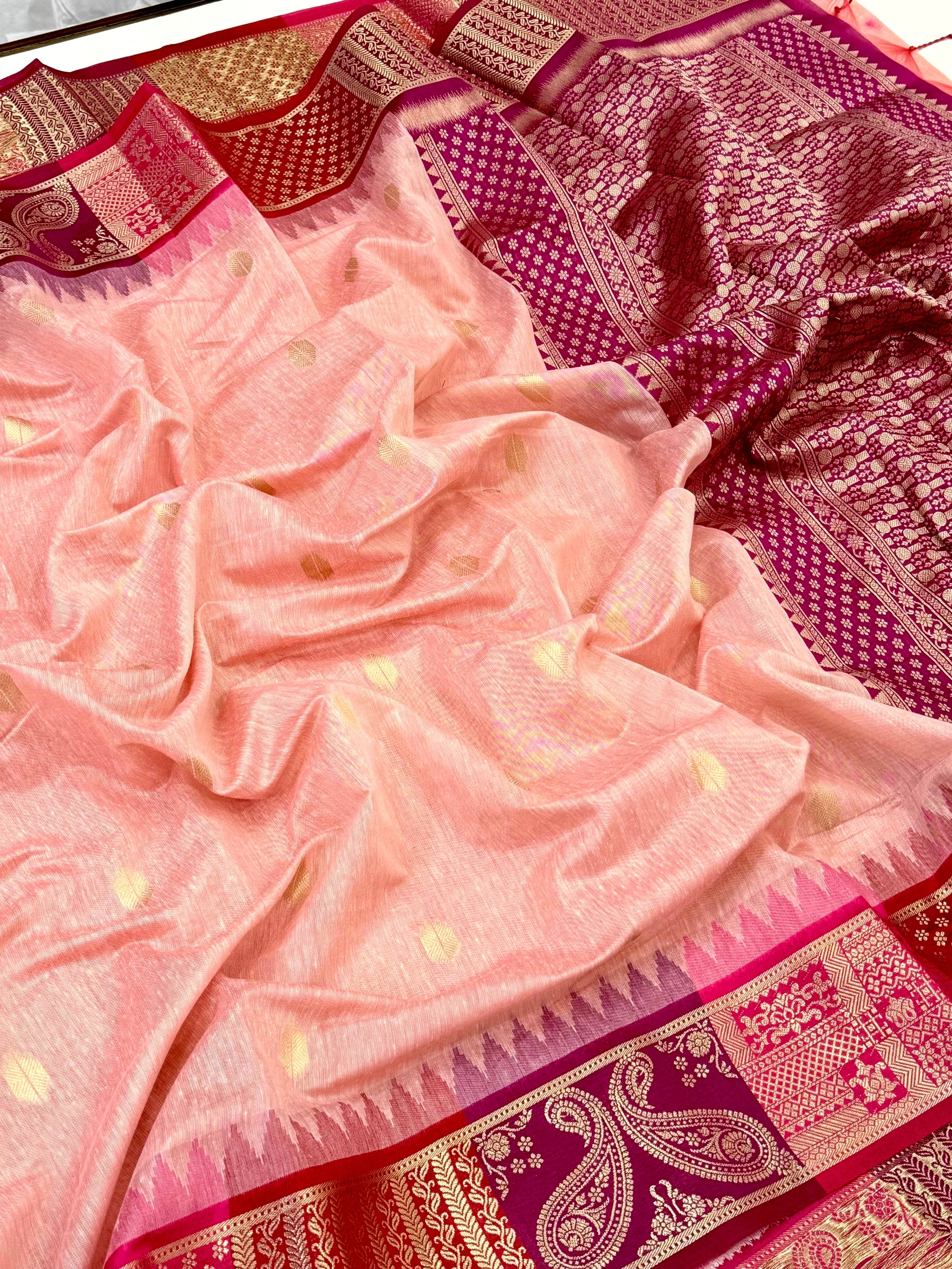 Pink Soft Mull Kanchi Pattu Saree