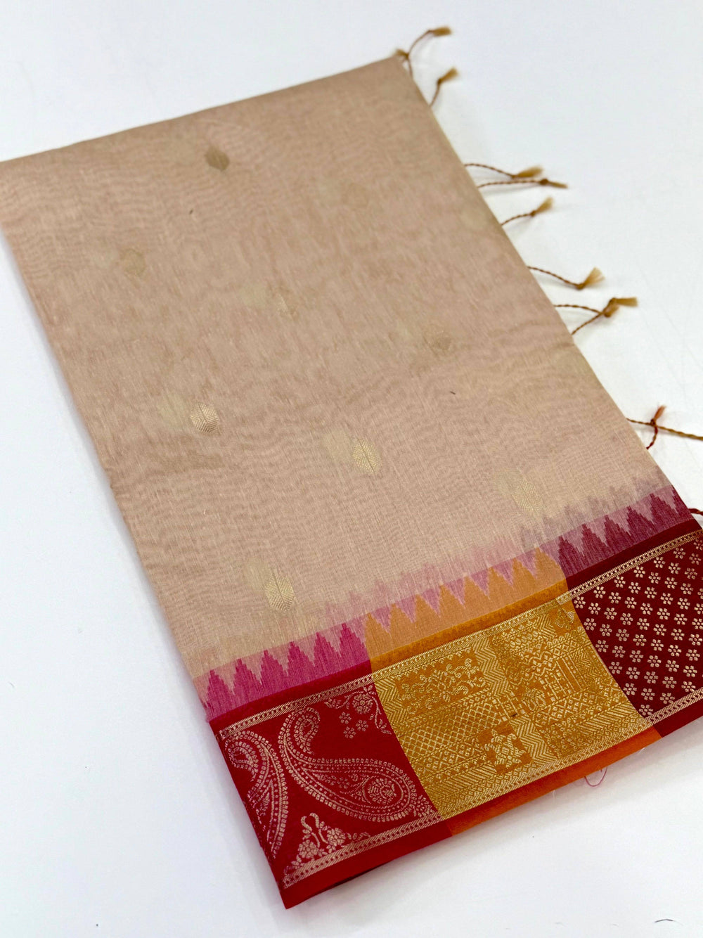 Off White Soft Mull Kanchi Pattu Saree