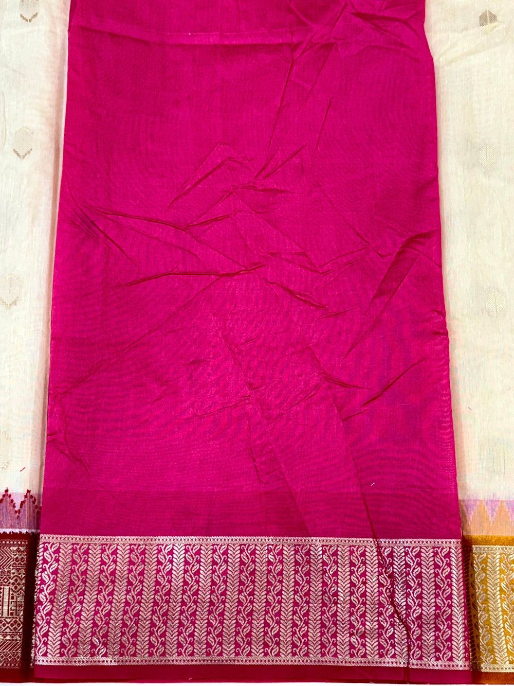 Off White Soft Mull Kanchi Pattu Saree