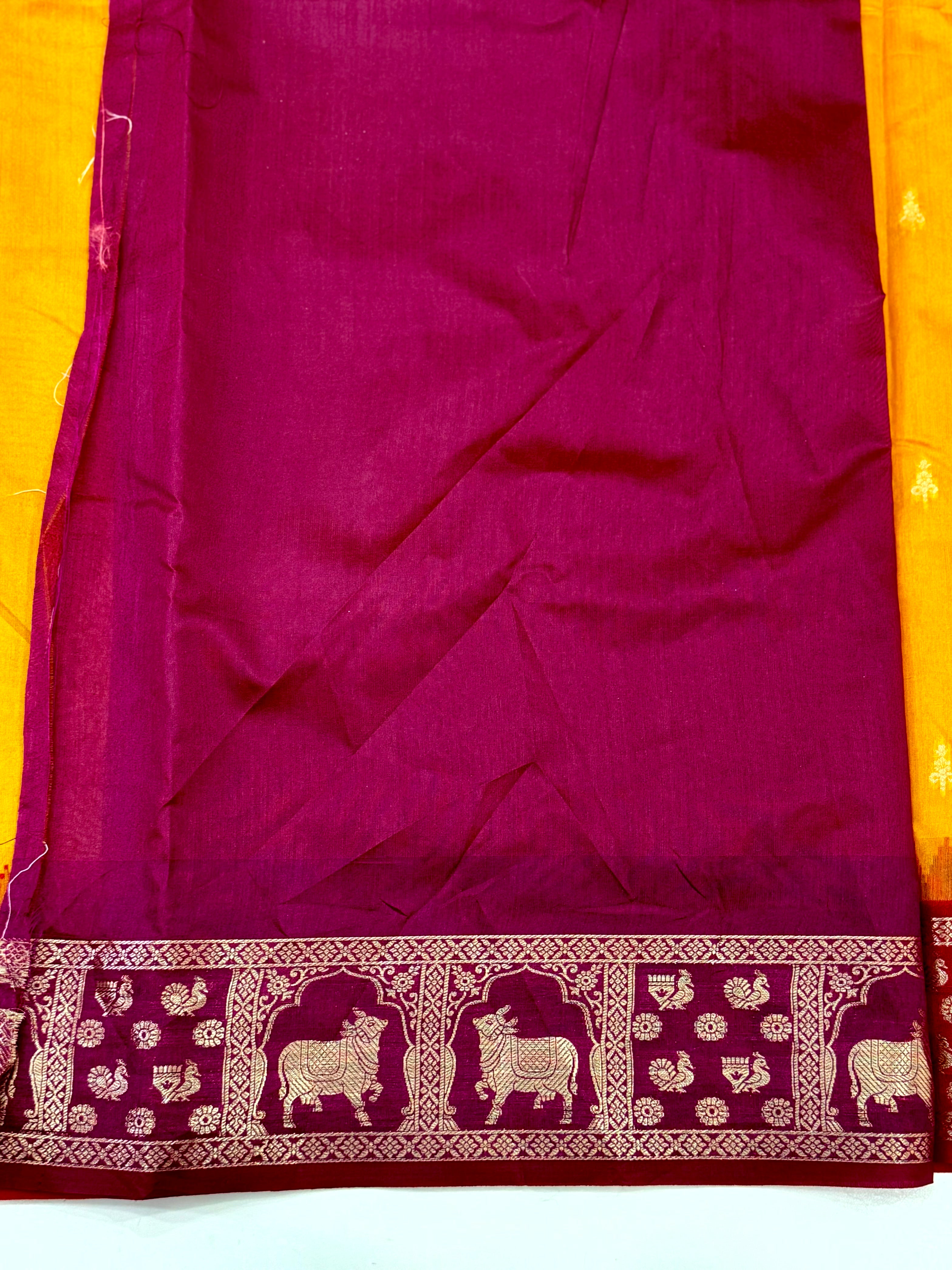 Yellow Minakari Kanchi Pattu Raw Silk Saree