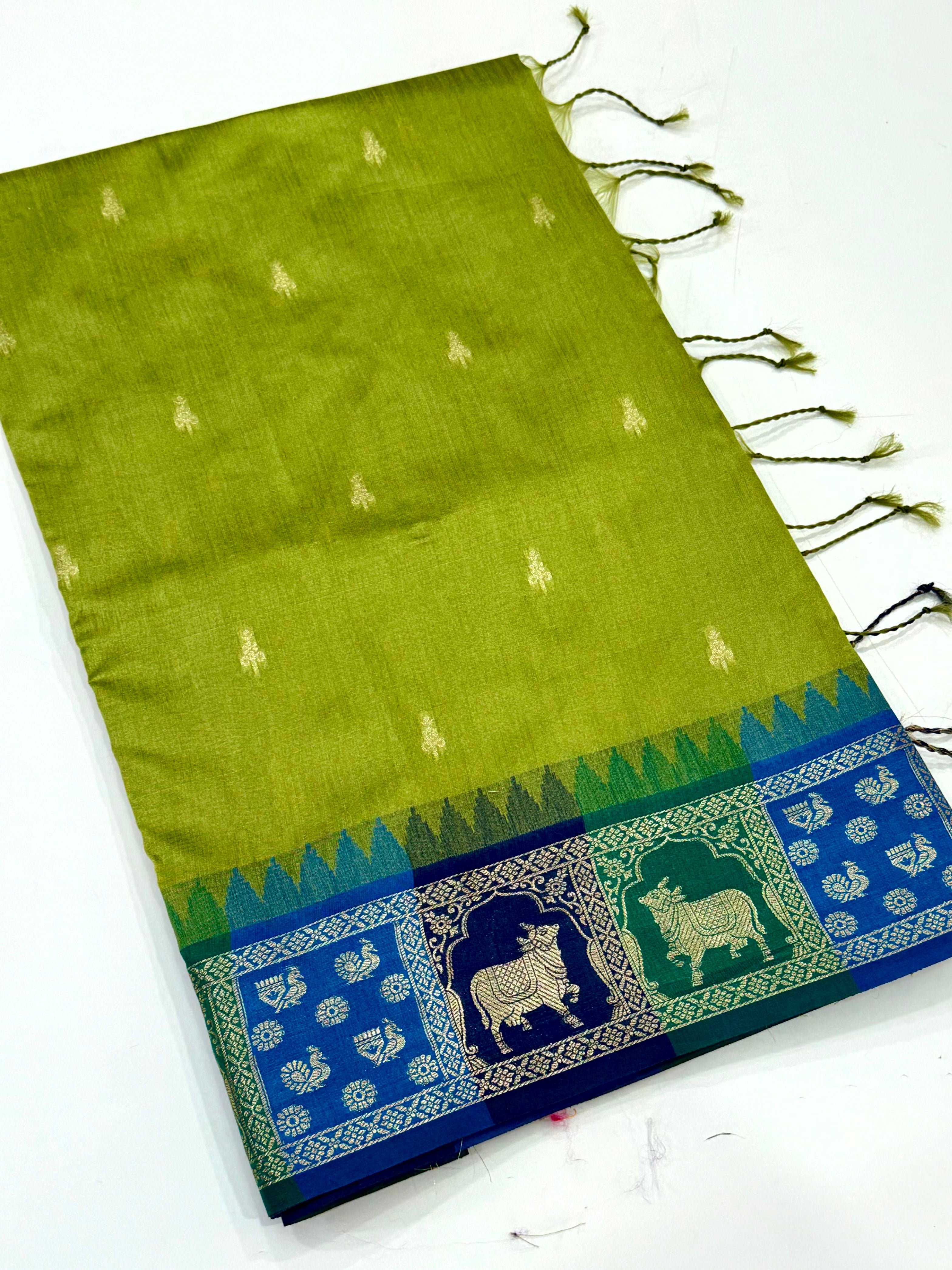 Green Minakari Kanchi Pattu Raw Silk Saree