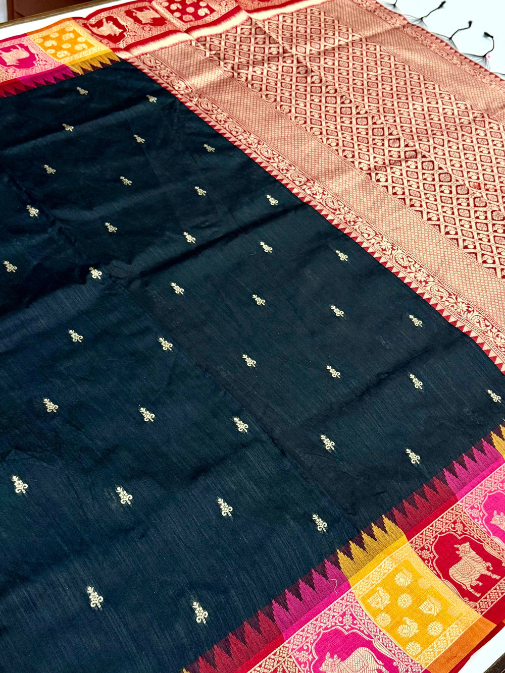 Black Minakari Kanchi Pattu Raw Silk Saree