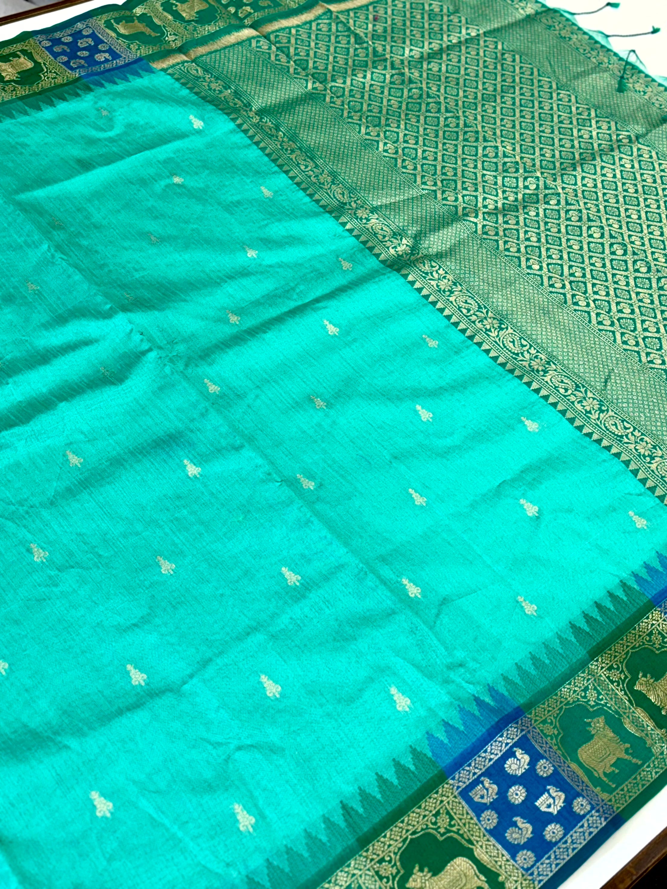 Rama Minakari Kanchi Pattu Raw Silk Saree
