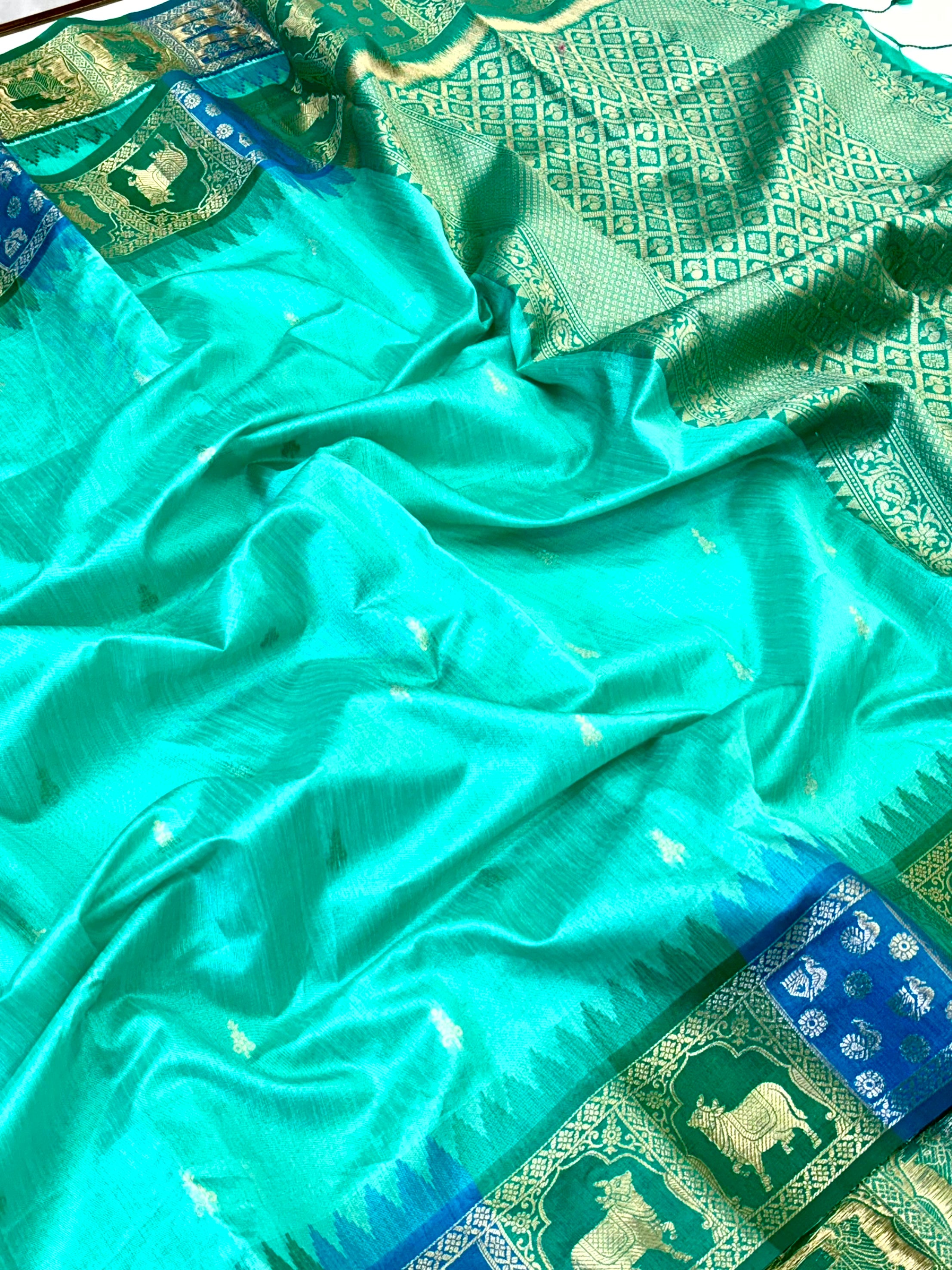 Rama Minakari Kanchi Pattu Raw Silk Saree