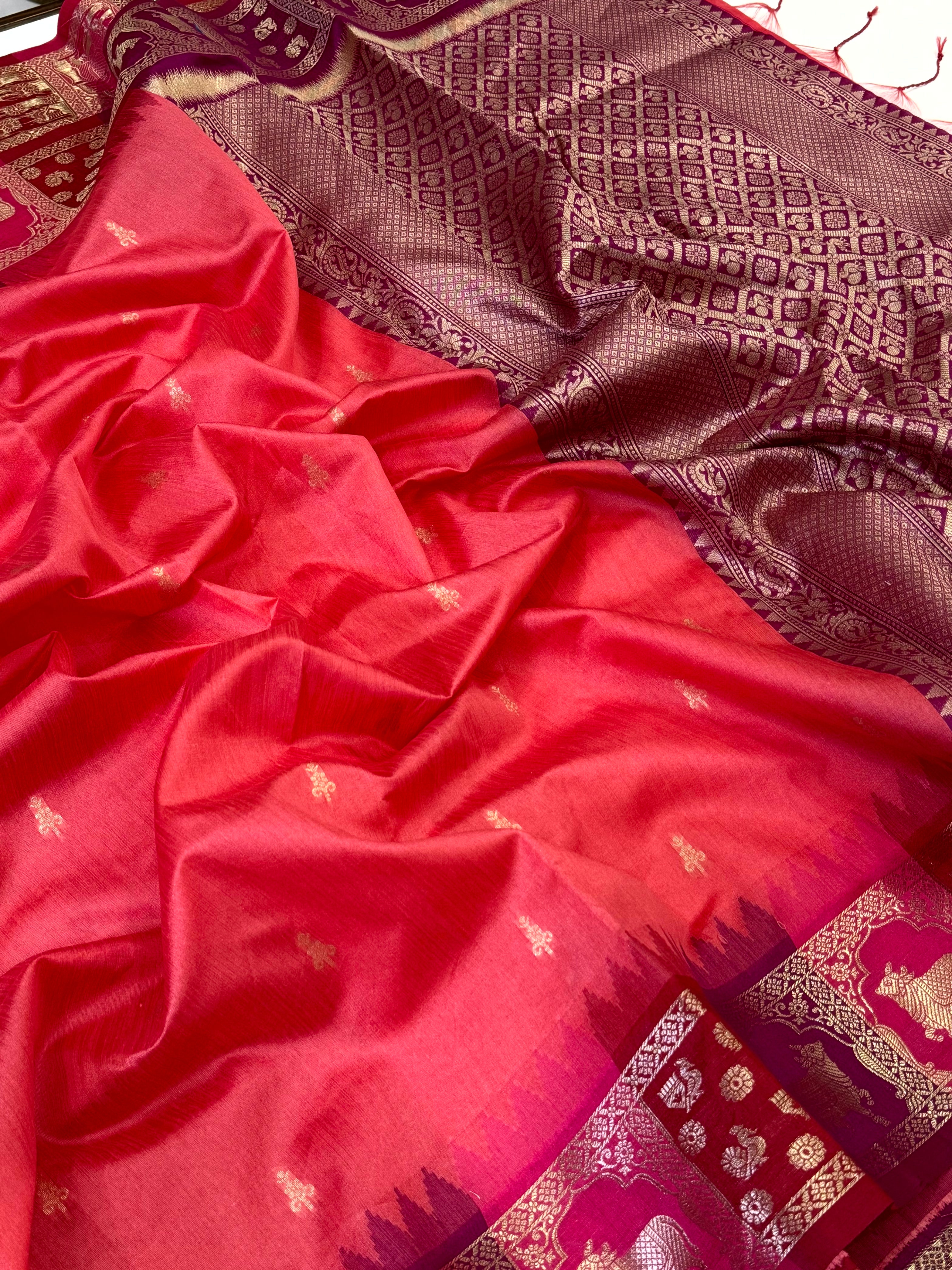 Pink Minakari Kanchi Pattu Raw Silk Saree