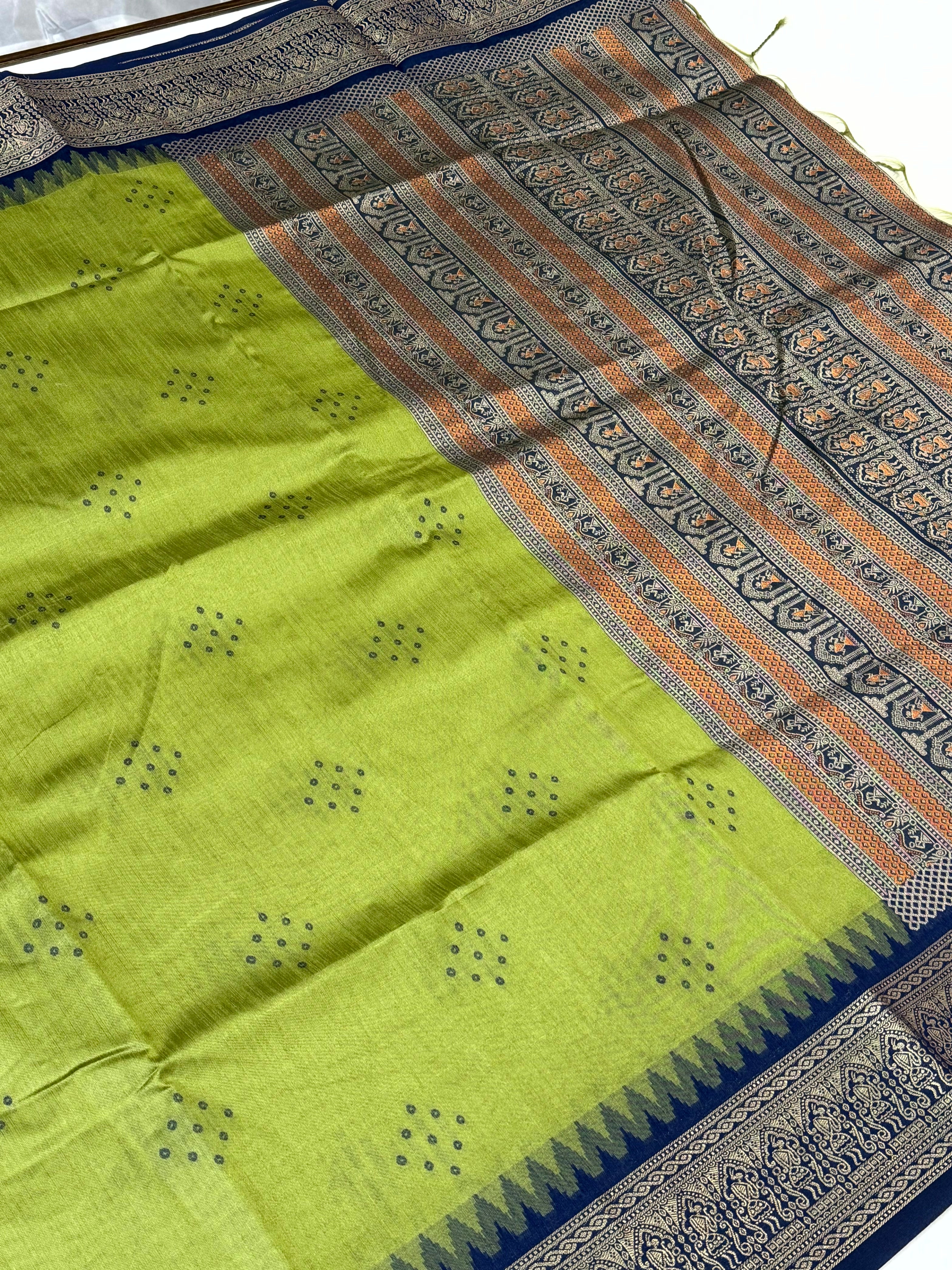Green Bandhej Weave Kanchi Pattu Saree
