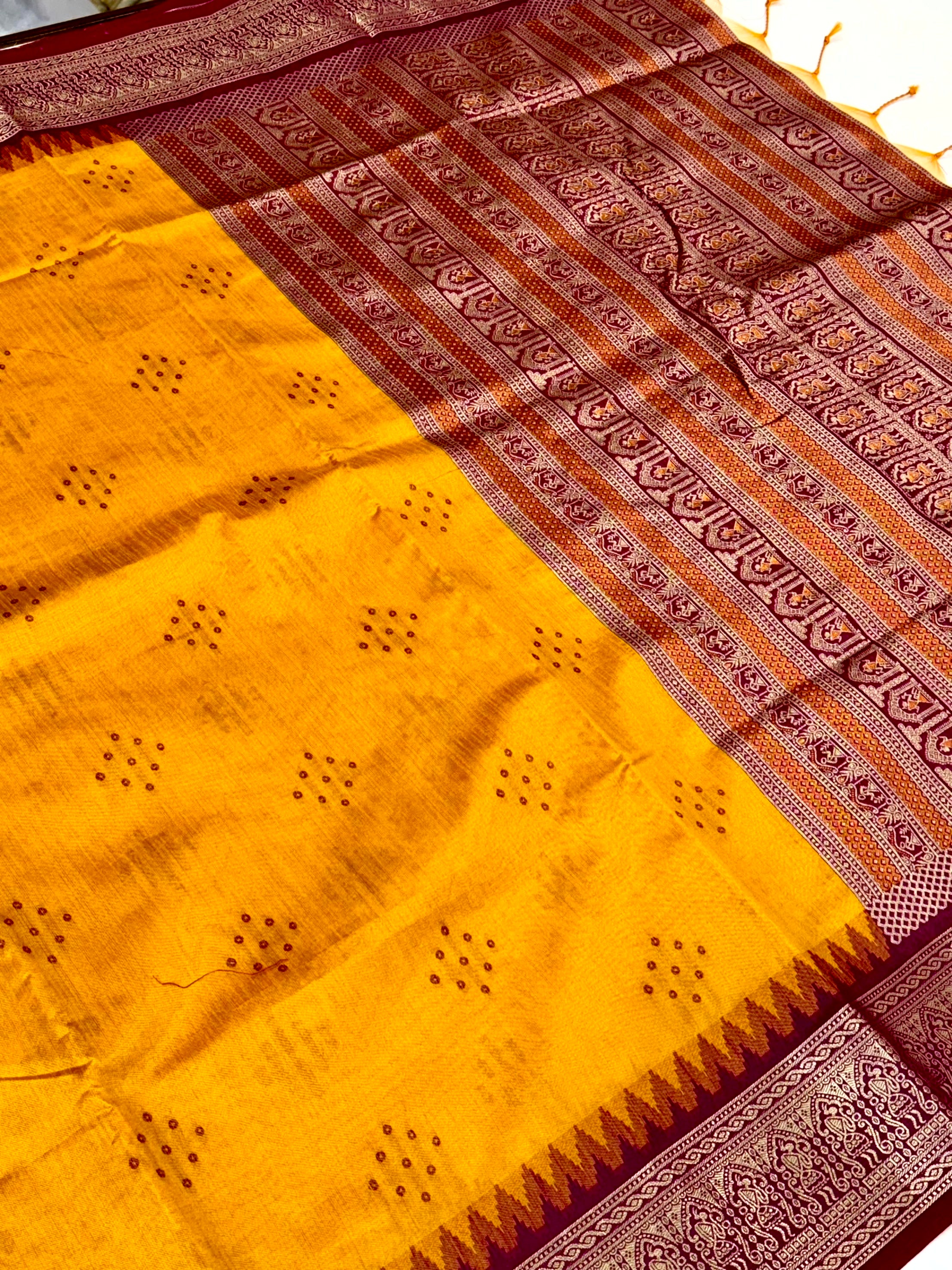 Yellow Bandhej Weave Kanchi Pattu Saree