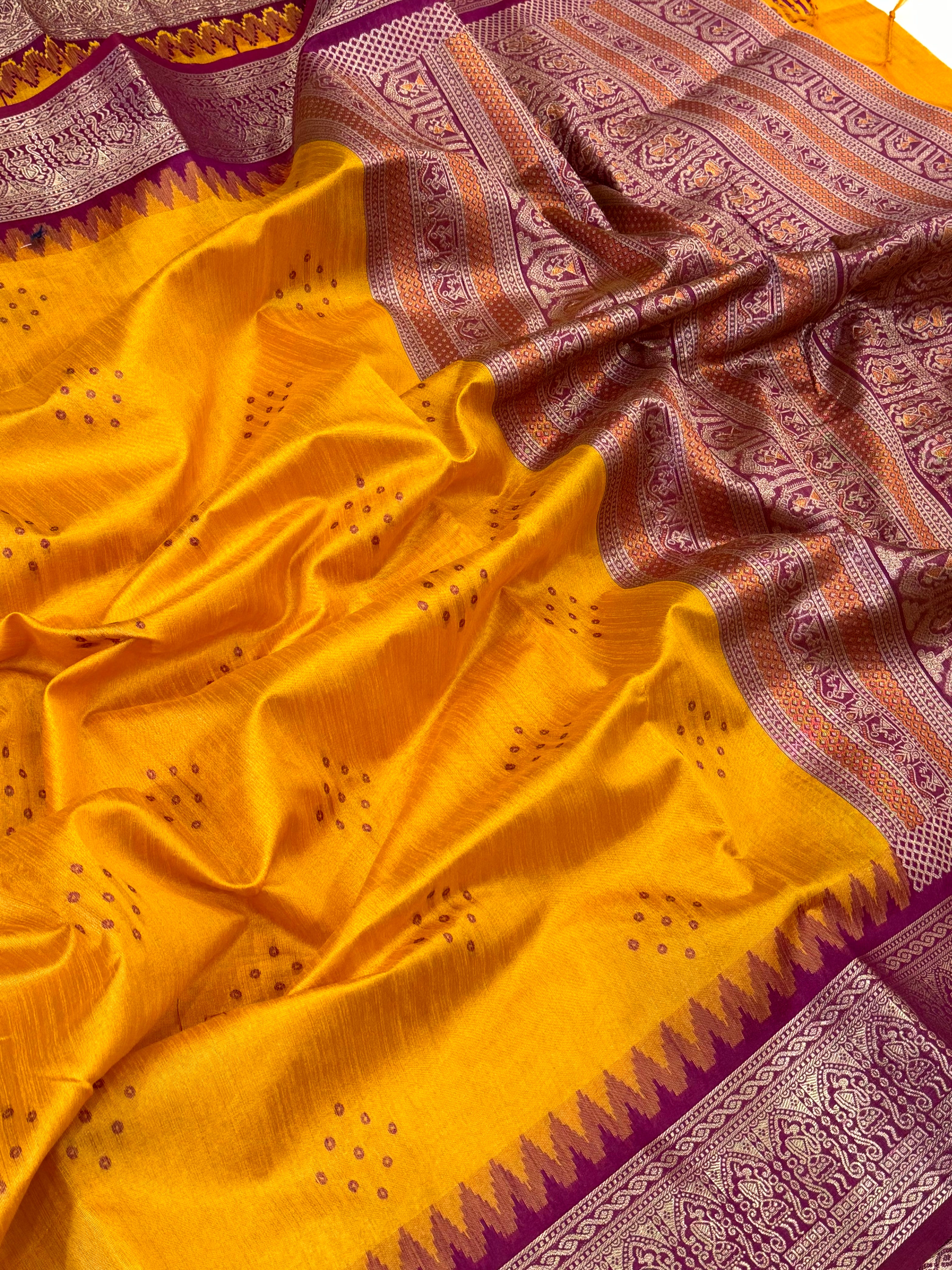 Yellow Bandhej Weave Kanchi Pattu Saree