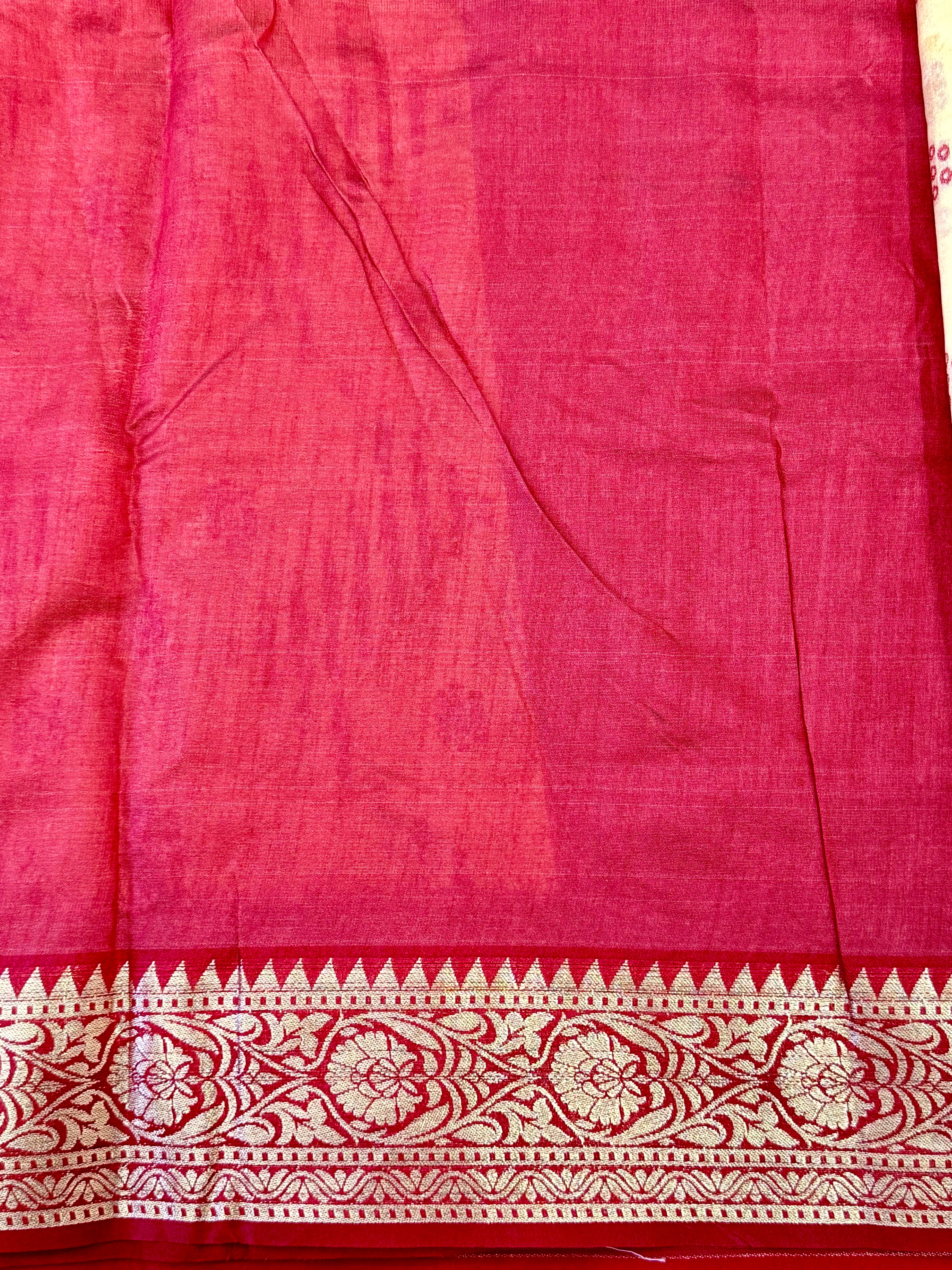 Cream Bandhej Pochampally Raw Silk Saree
