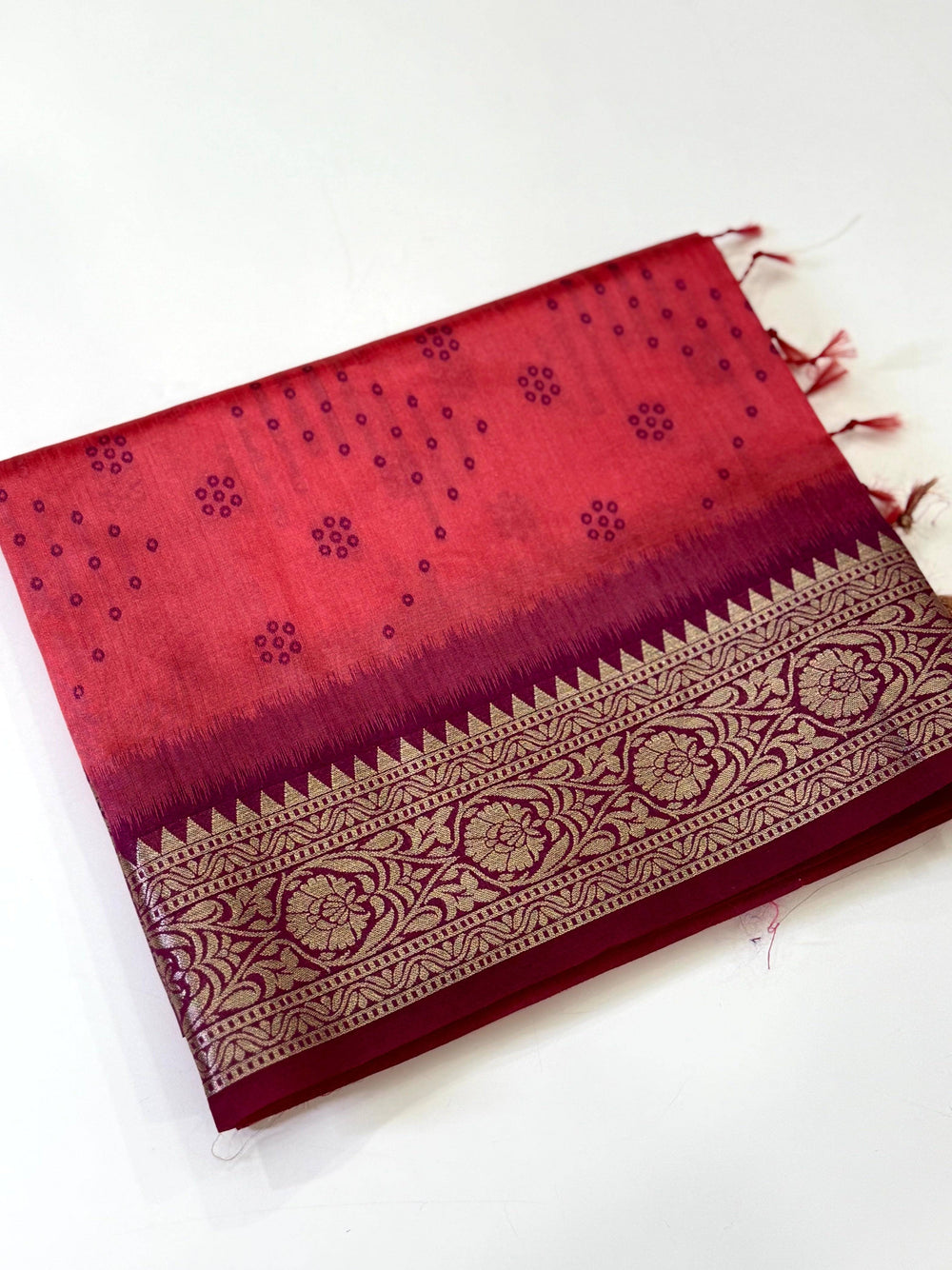 Pink Bandhej Pochampally Raw Silk Saree