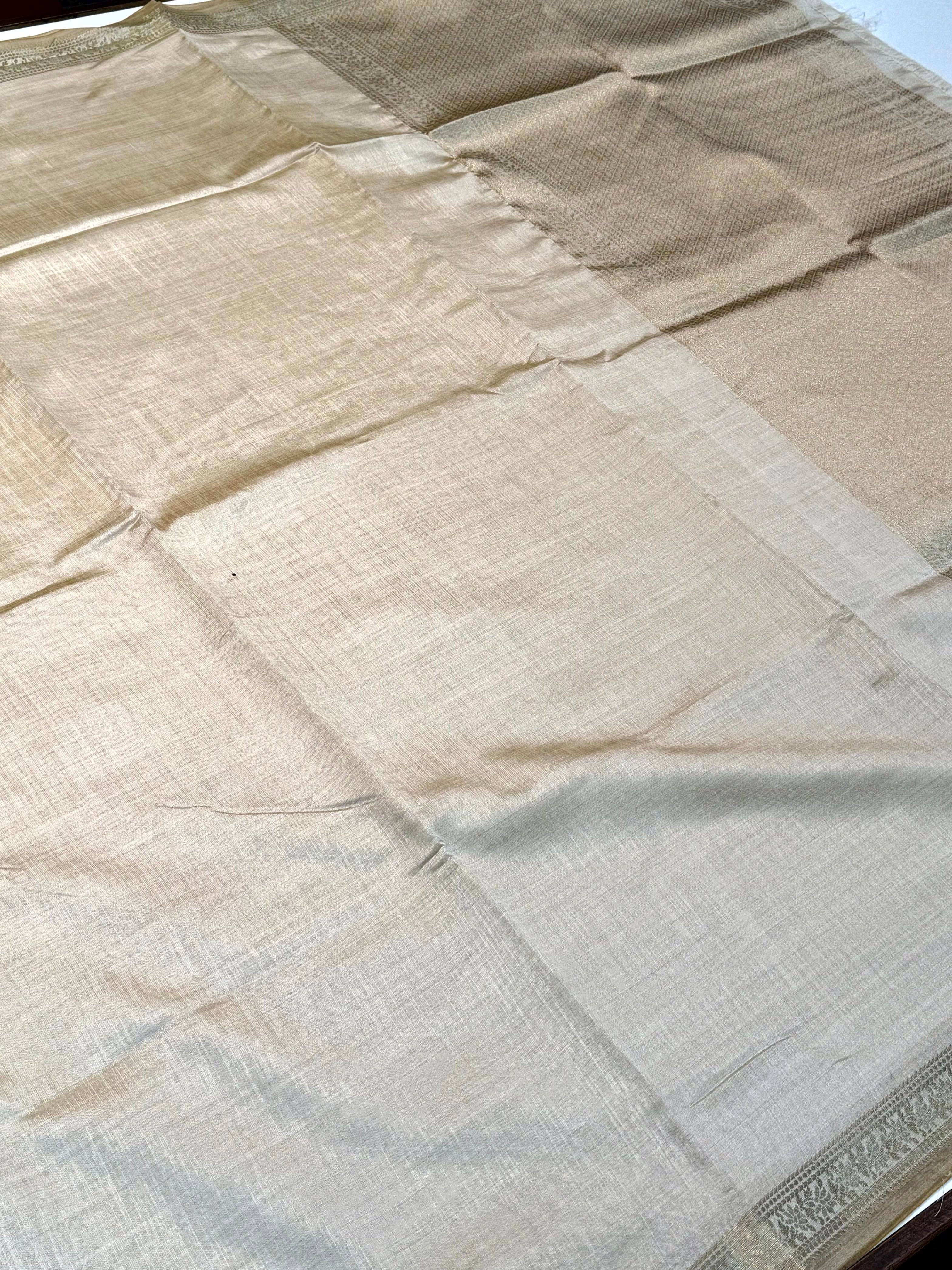 Classic Beige Saree With Gold Zari Border