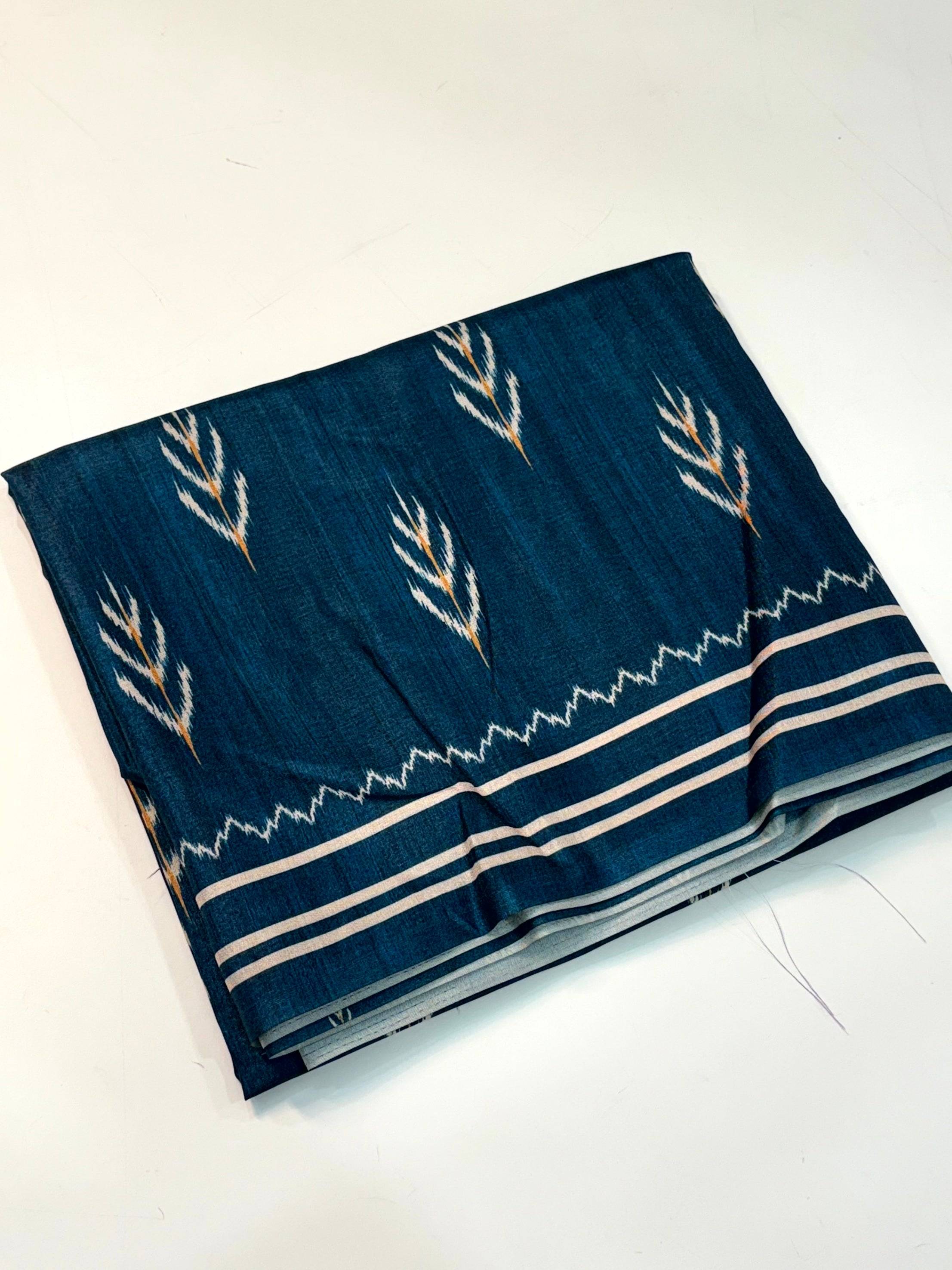 Elegant Navy Bold Ikkat Tussar Saree