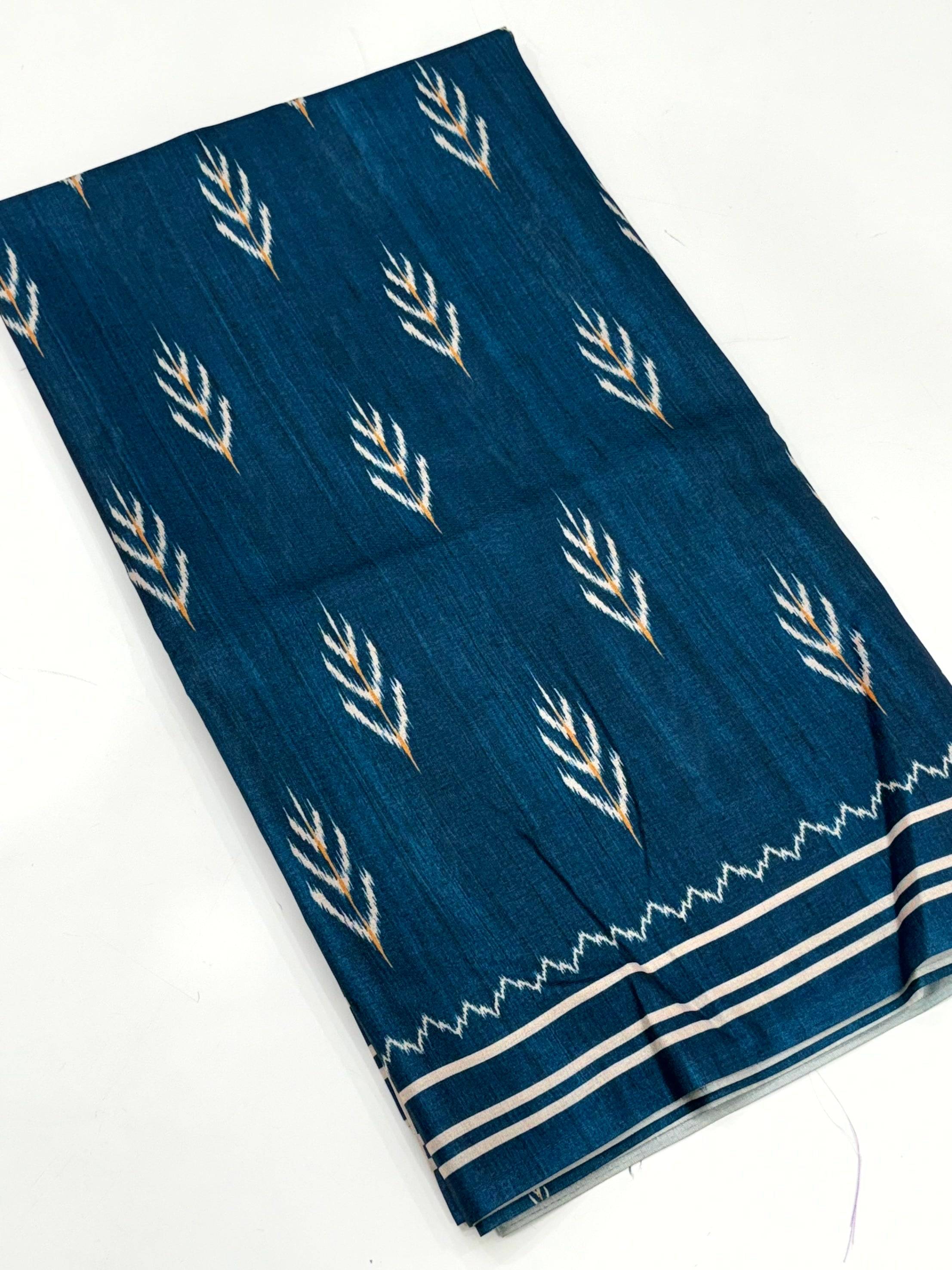 Elegant Navy Bold Ikkat Tussar Saree