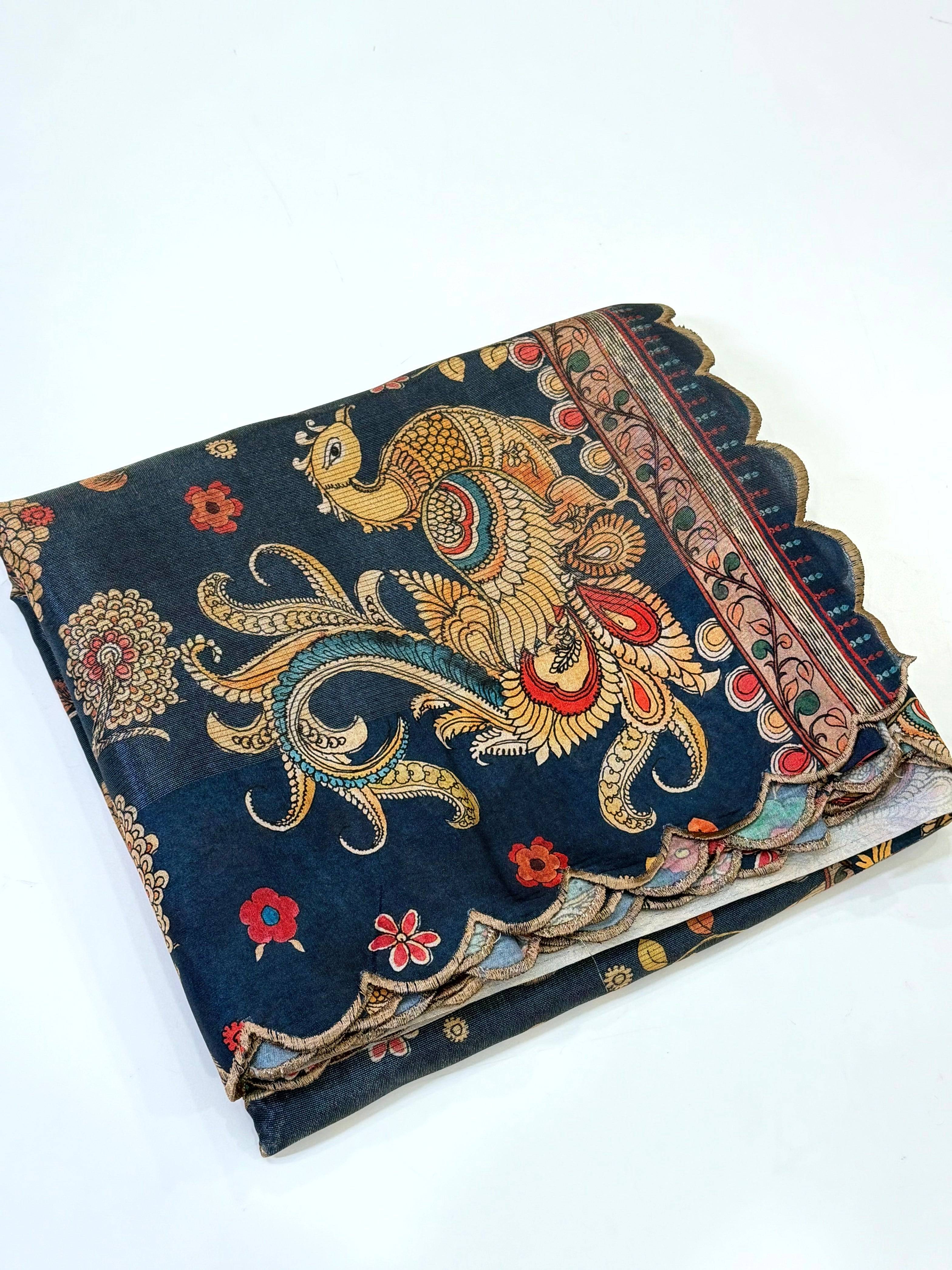 Opulent Pen Kalamkari Shibori Cutwork Saree