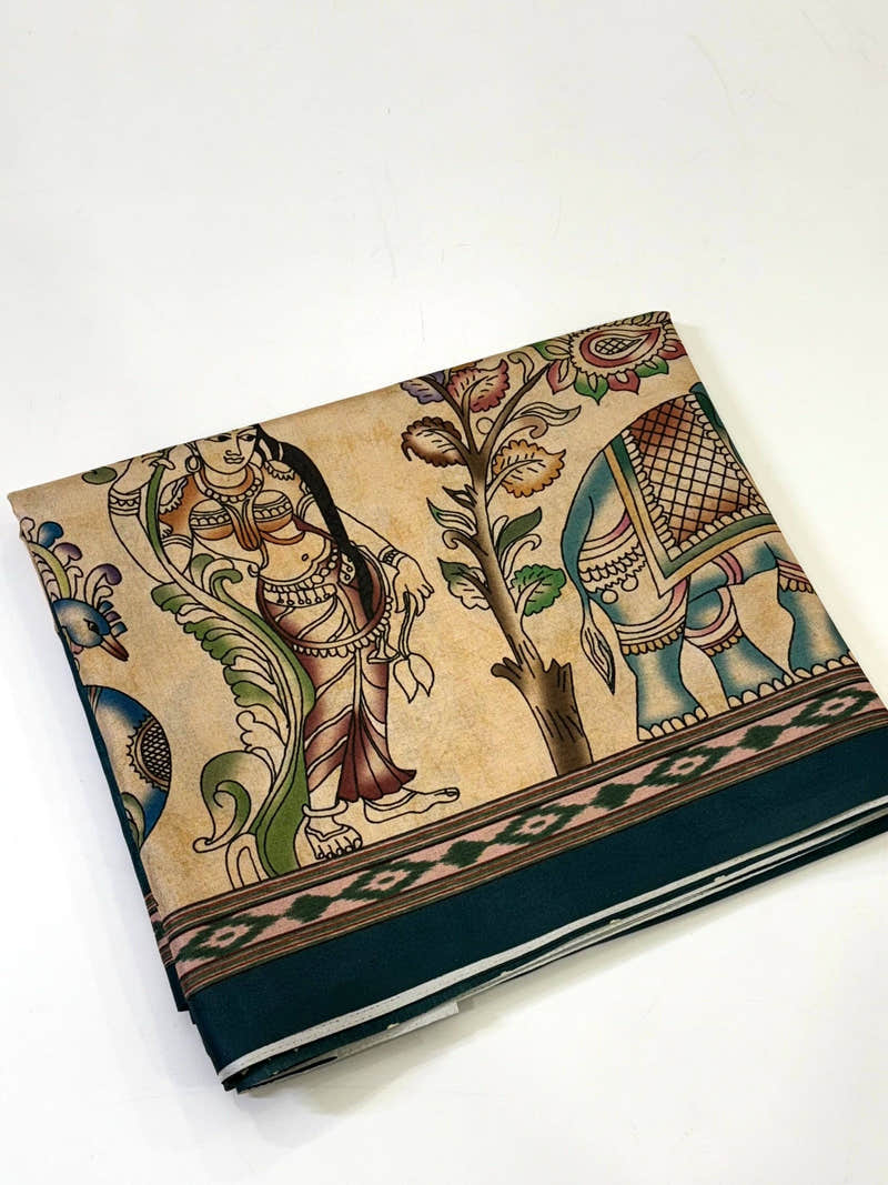 Radiant Semi Tussar Silk Kalamkari Saree