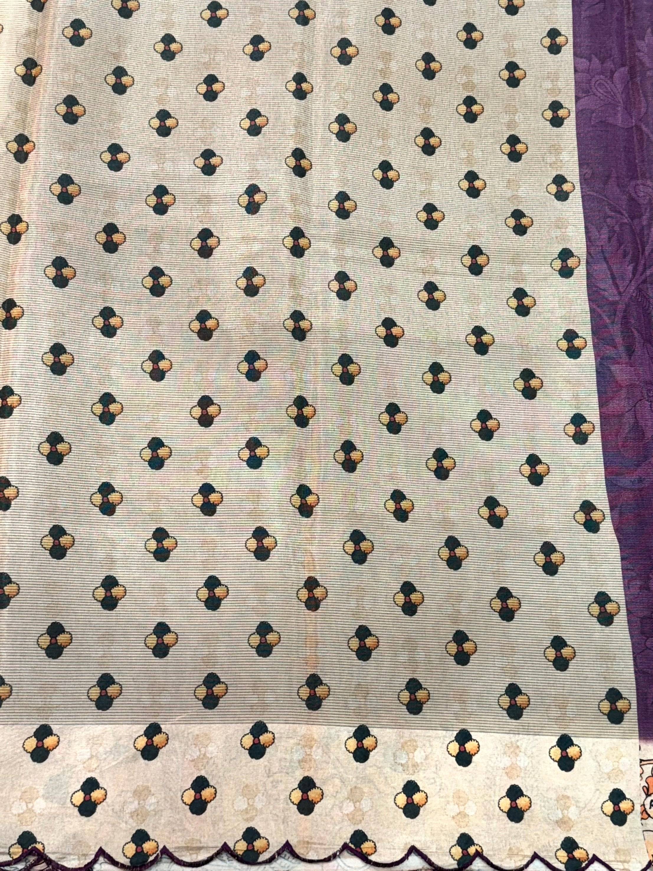 Graceful Pen Kalamkari Shibori Cutwork Saree