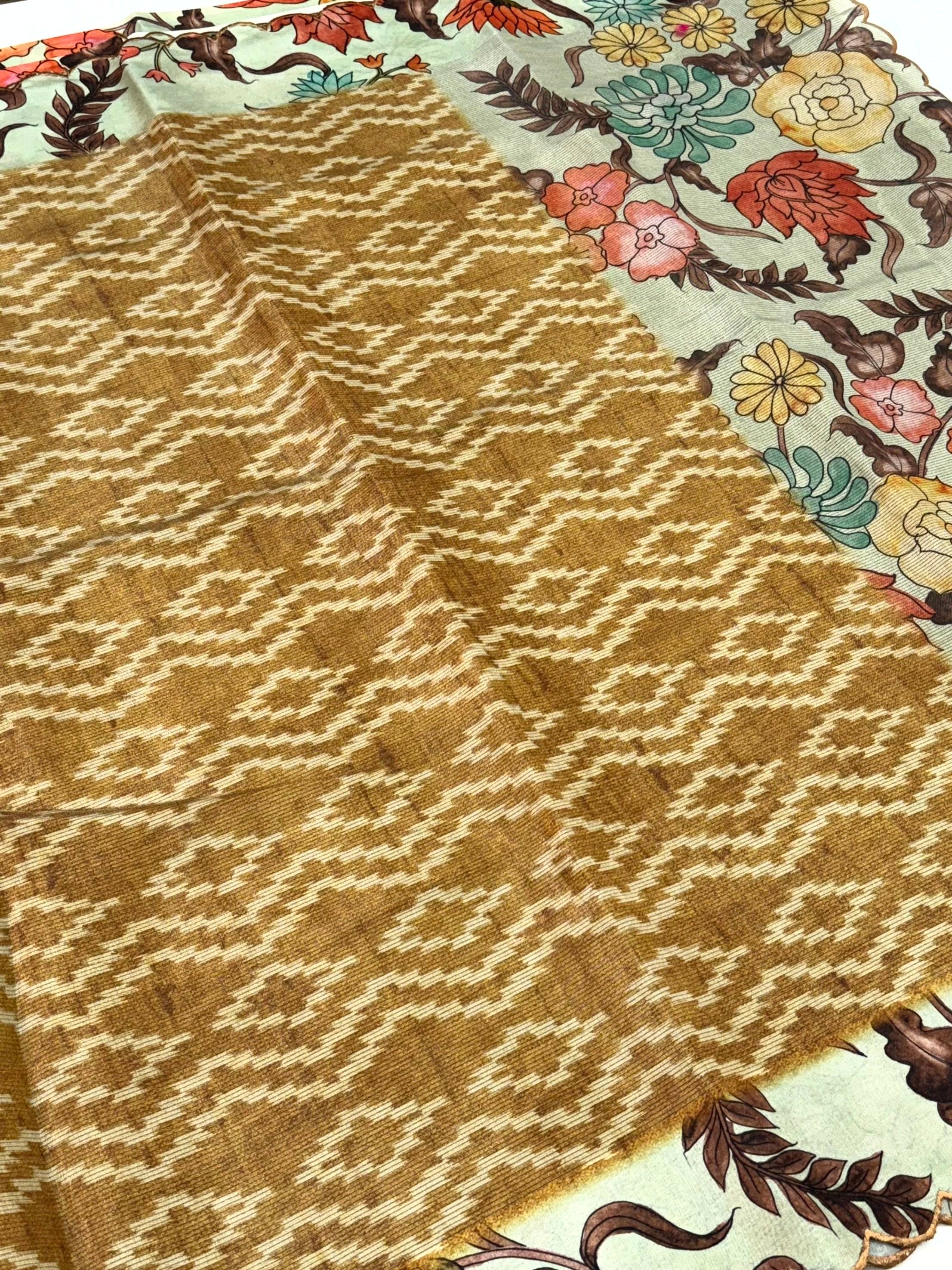 Artistic Pen Kalamkari Shibori Cutwork Saree