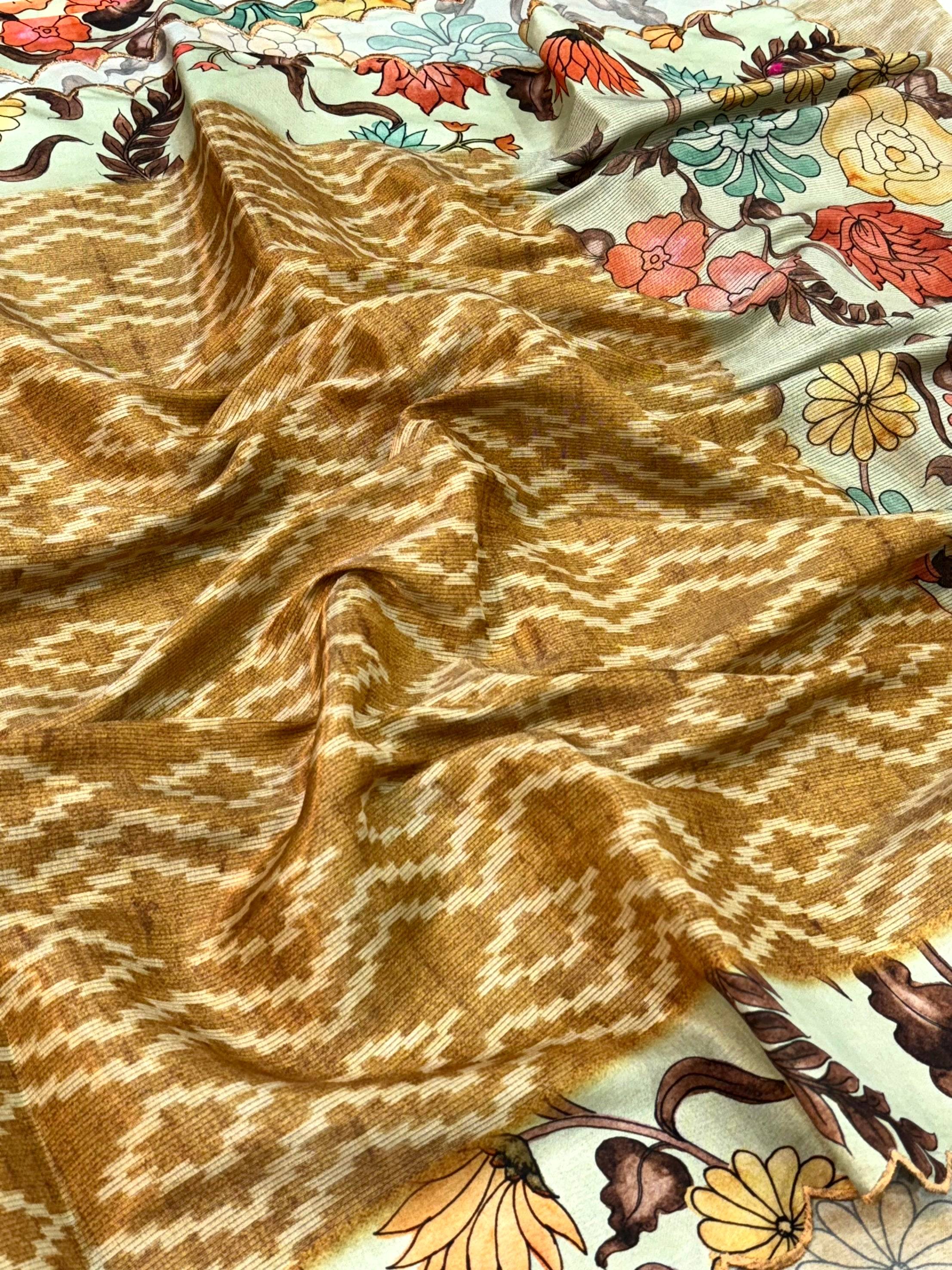 Artistic Pen Kalamkari Shibori Cutwork Saree