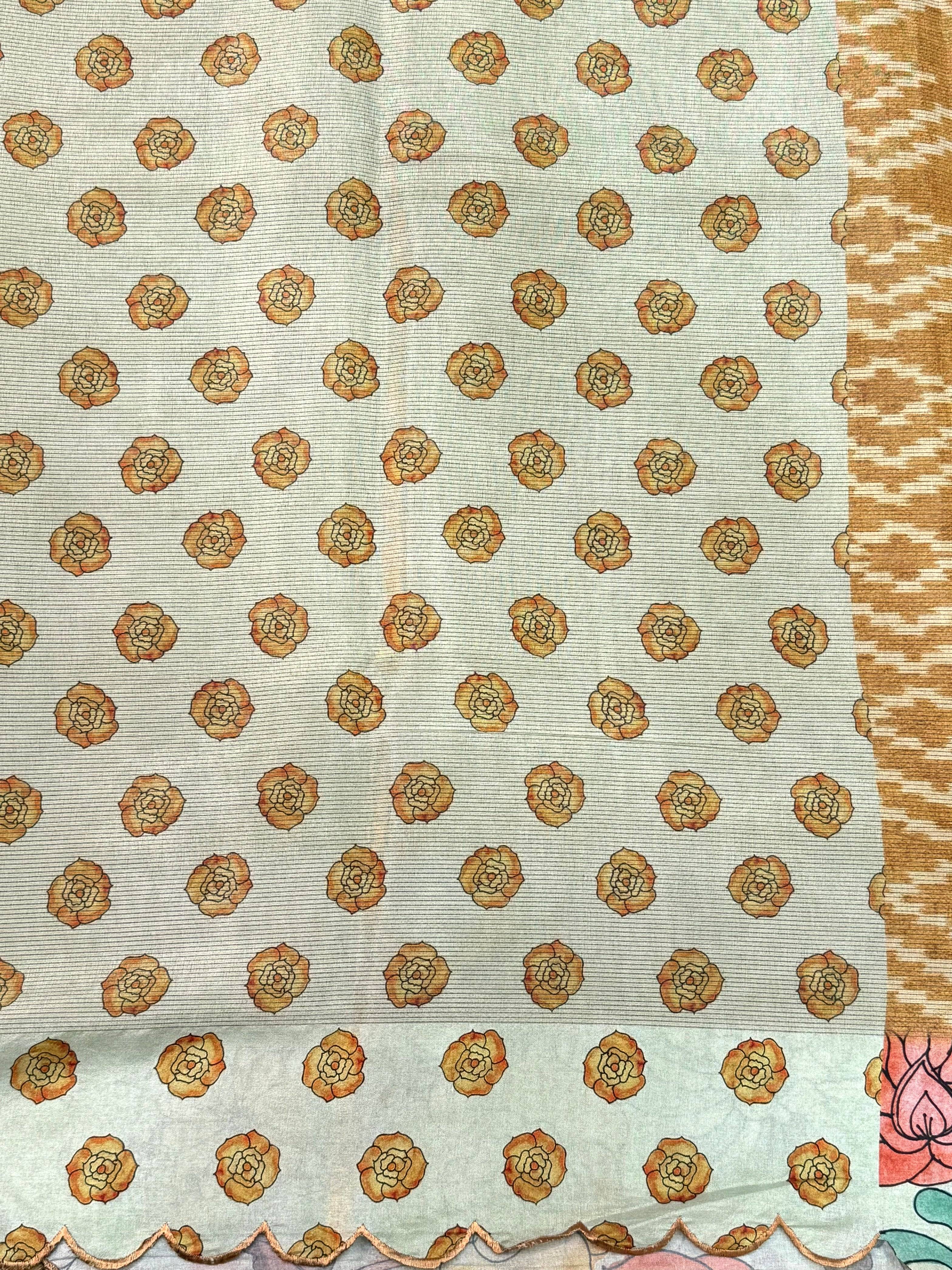 Artistic Pen Kalamkari Shibori Cutwork Saree