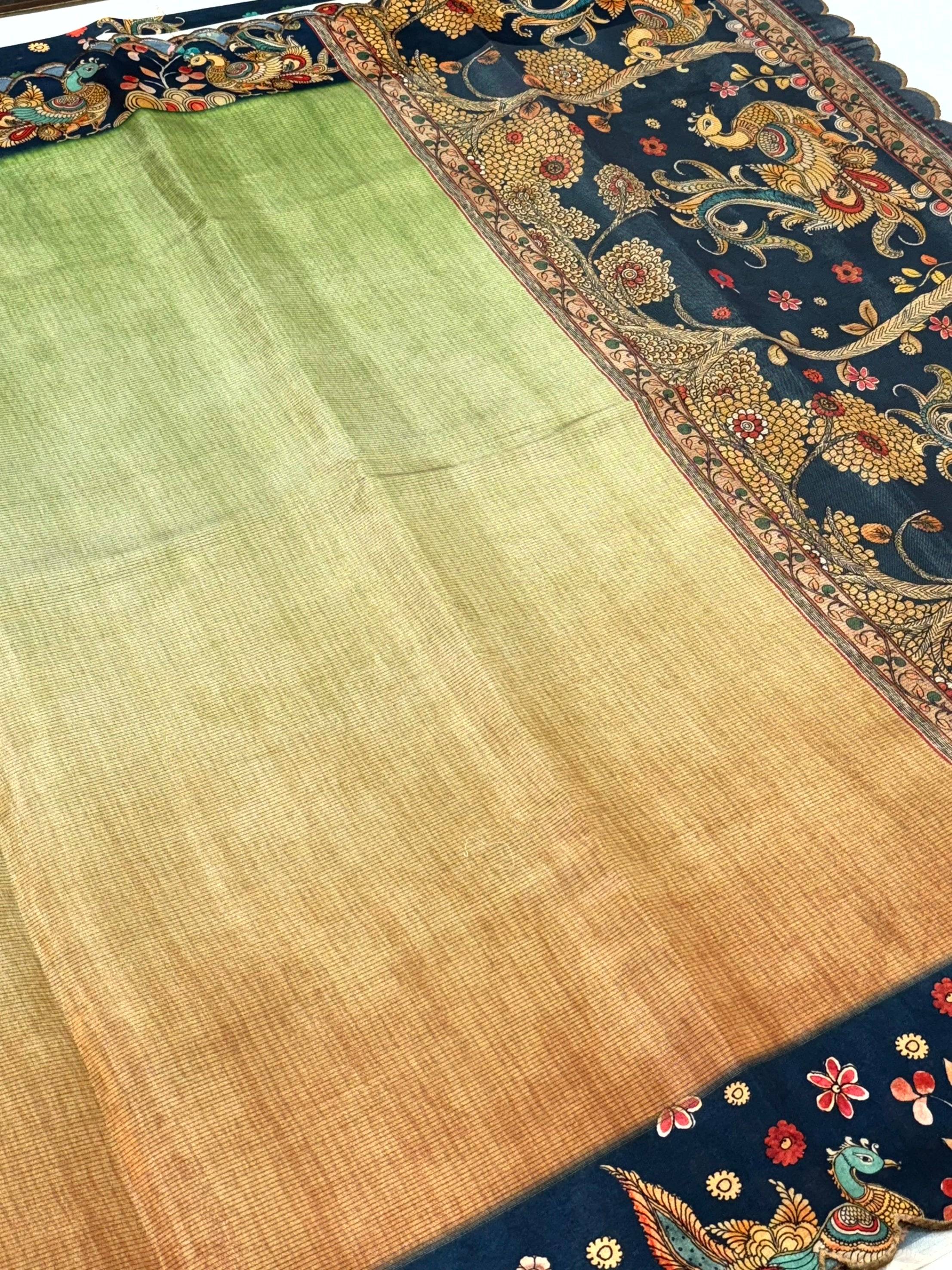 Opulent Pen Kalamkari Shibori Cutwork Saree