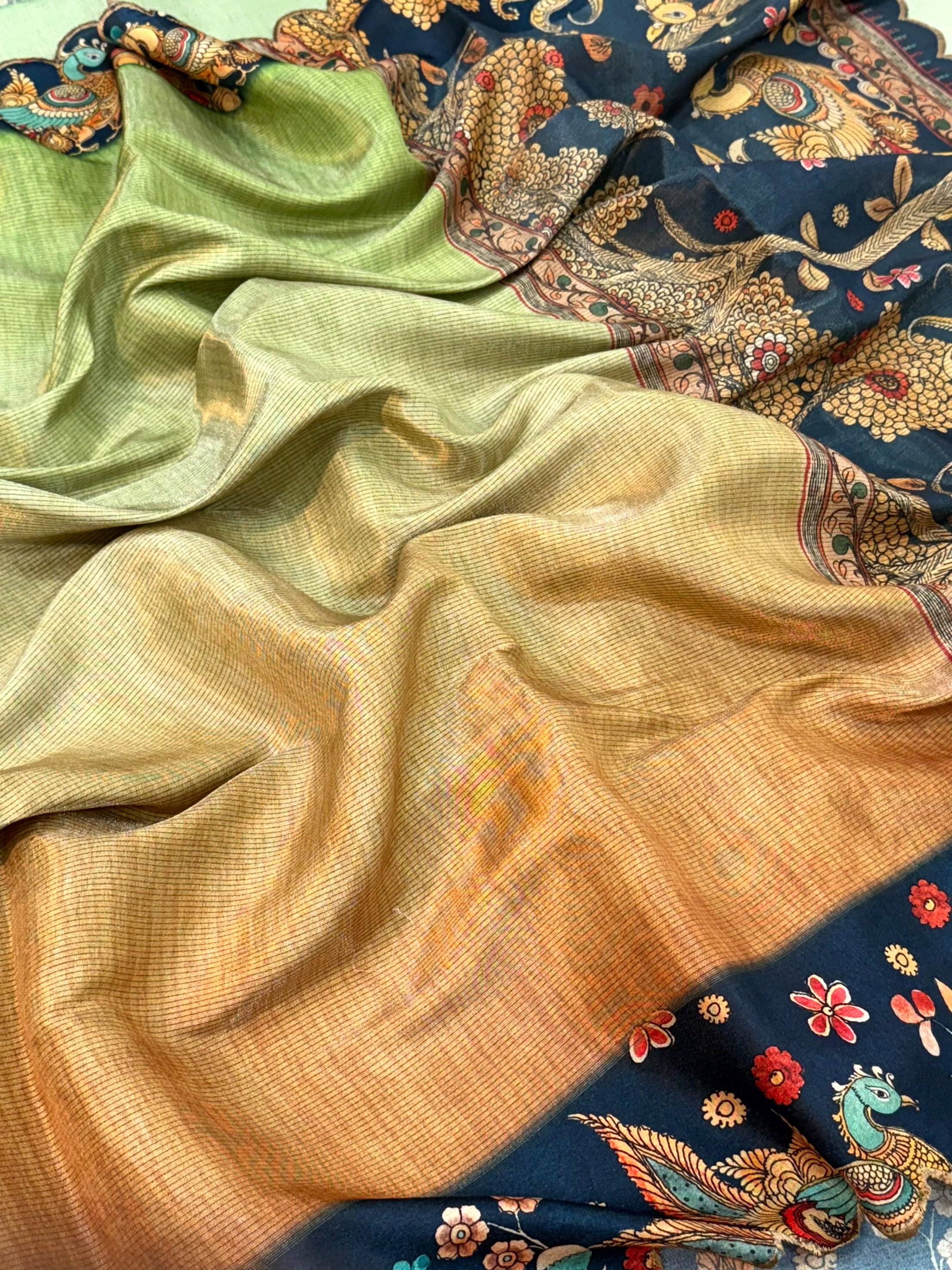 Opulent Pen Kalamkari Shibori Cutwork Saree