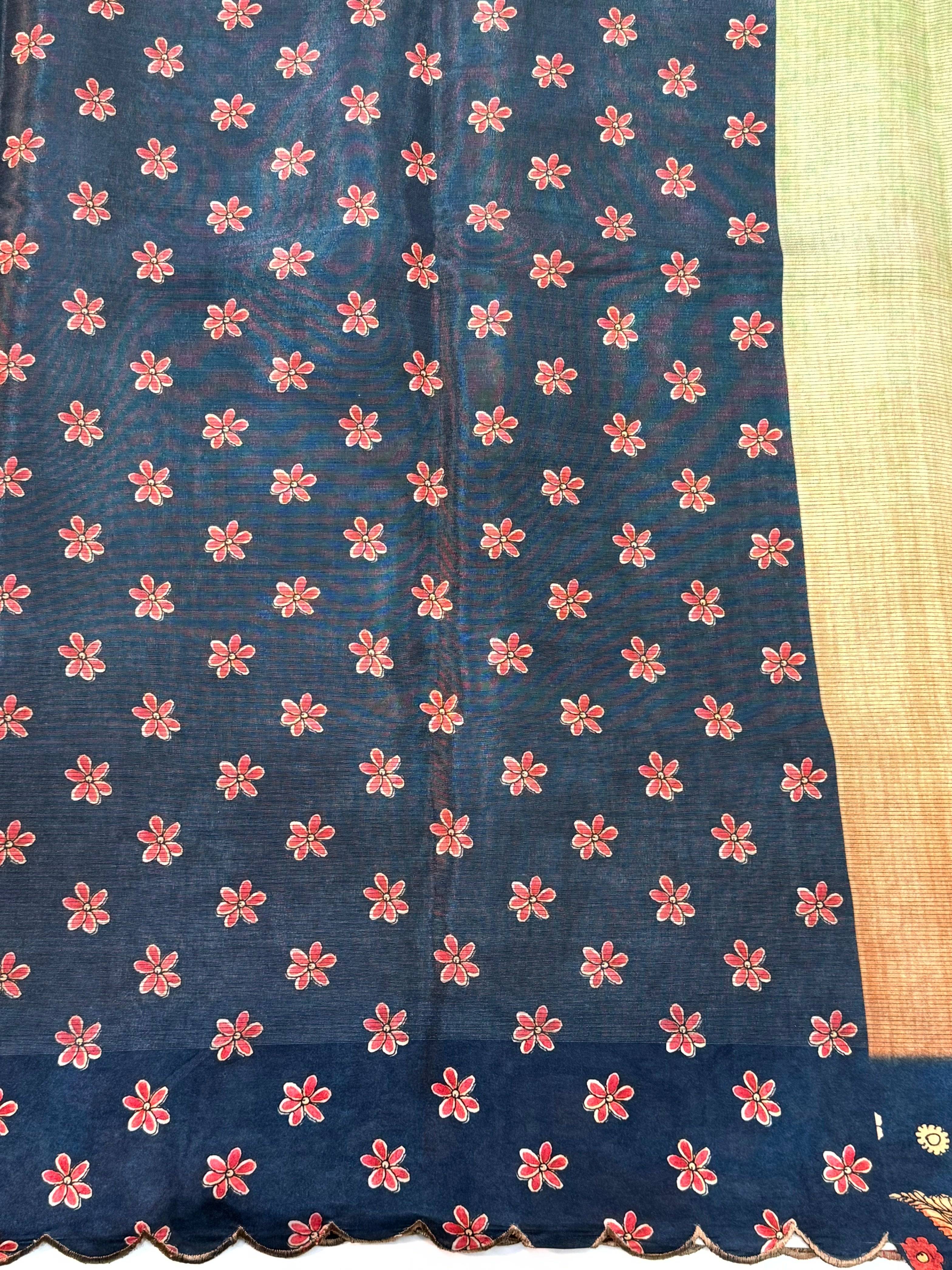 Opulent Pen Kalamkari Shibori Cutwork Saree