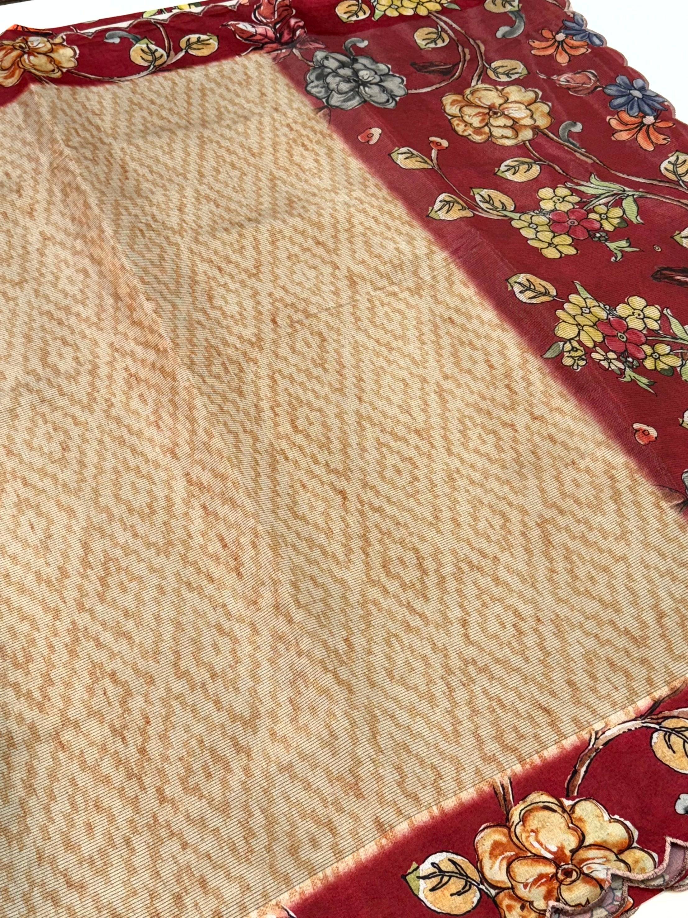 Regal Pen Kalamkari Shibori Cutwork Saree
