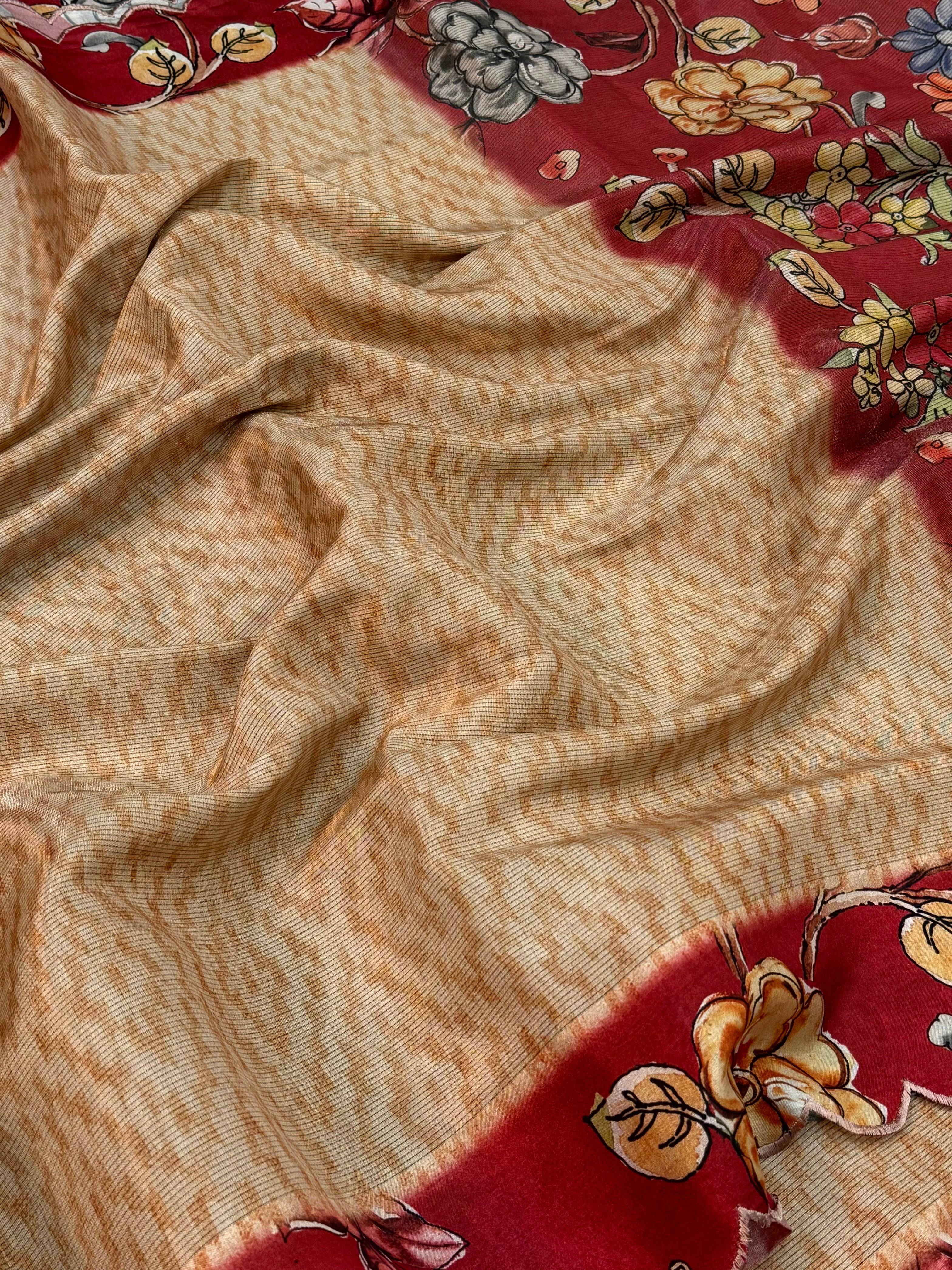 Regal Pen Kalamkari Shibori Cutwork Saree