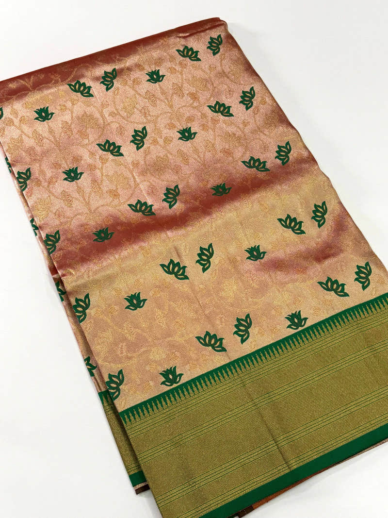 Light Orange Kanjivaram Pattu Saree