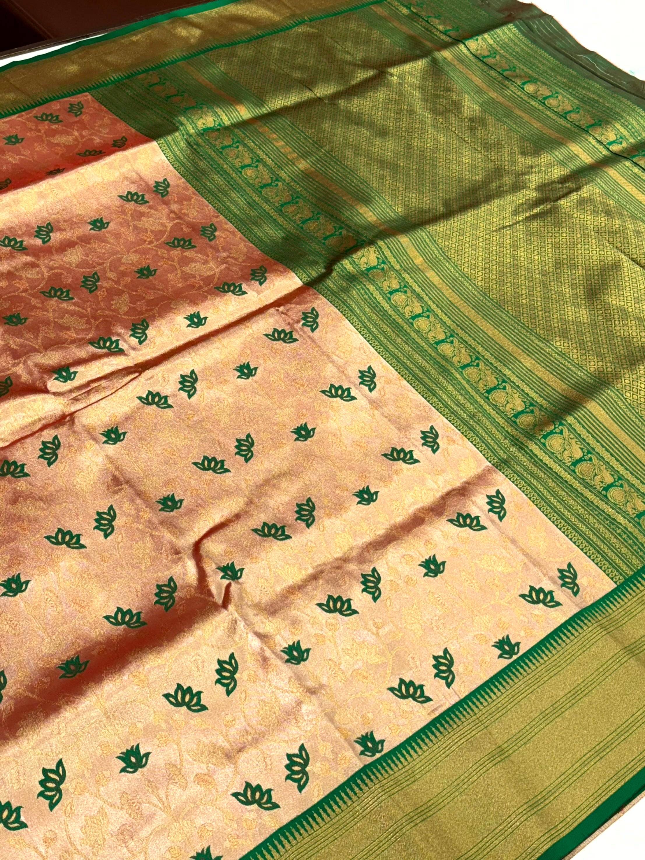 Light Orange Kanjivaram Pattu Saree