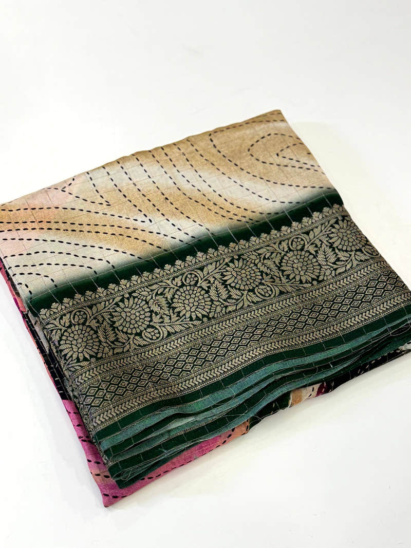 Opulent Pure Viscose Dola Check Saree