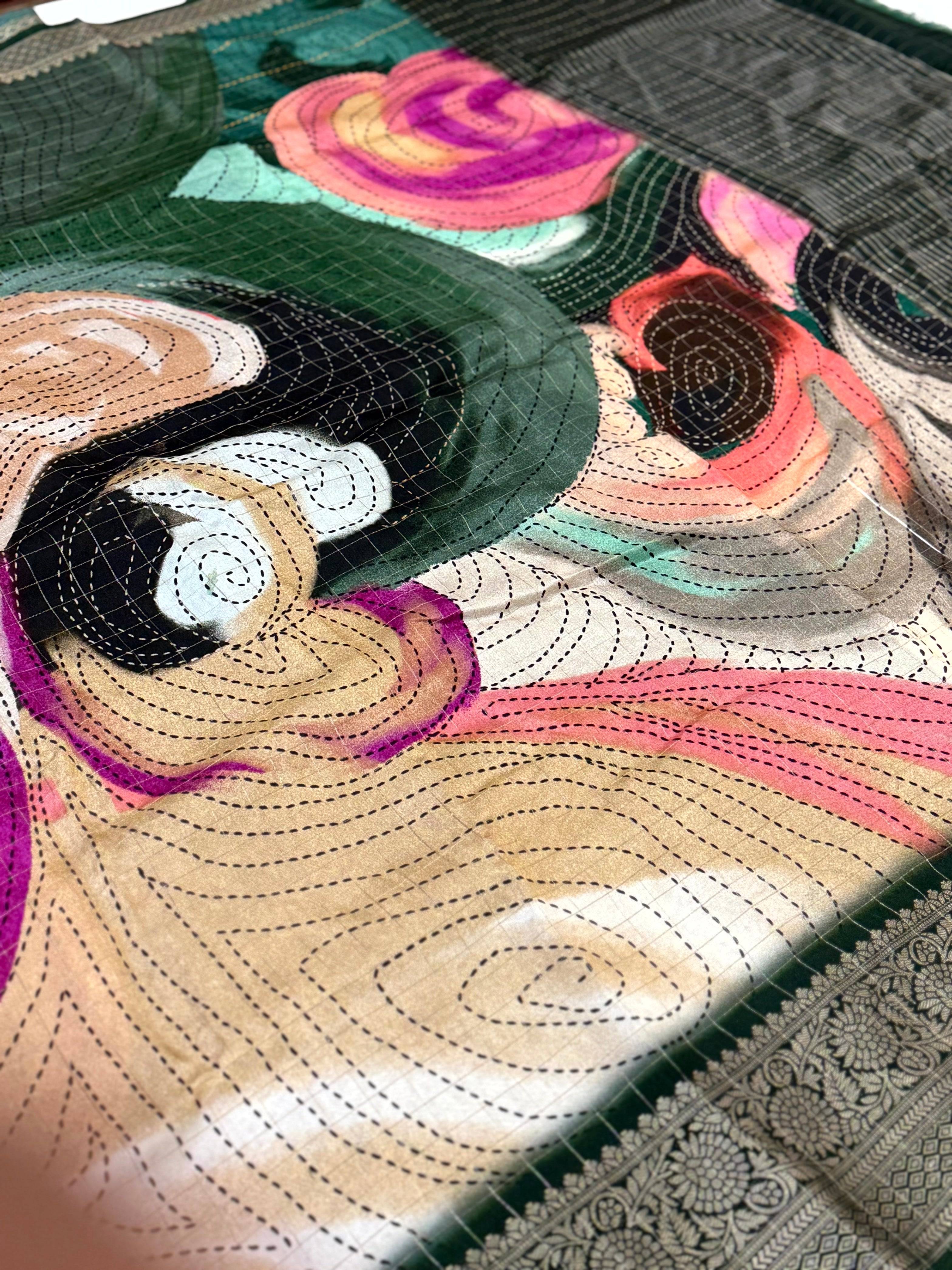 Opulent Pure Viscose Dola Check Saree