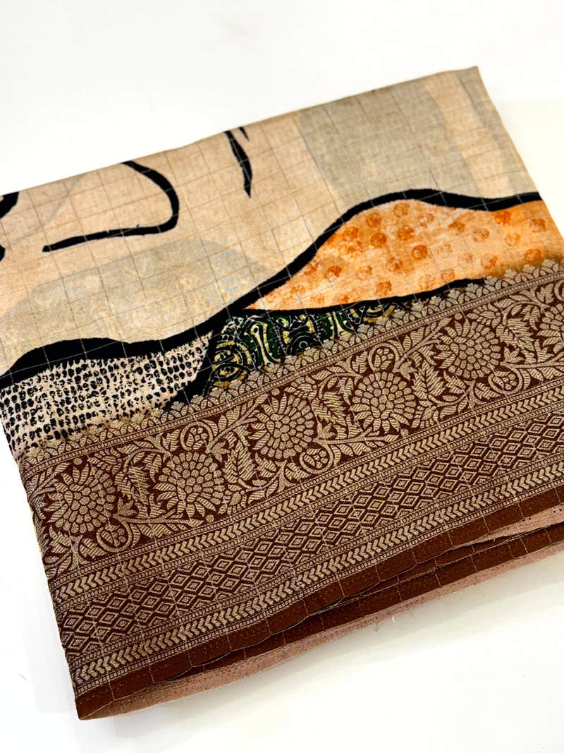 Tradition Pure Viscose Dola Check Saree