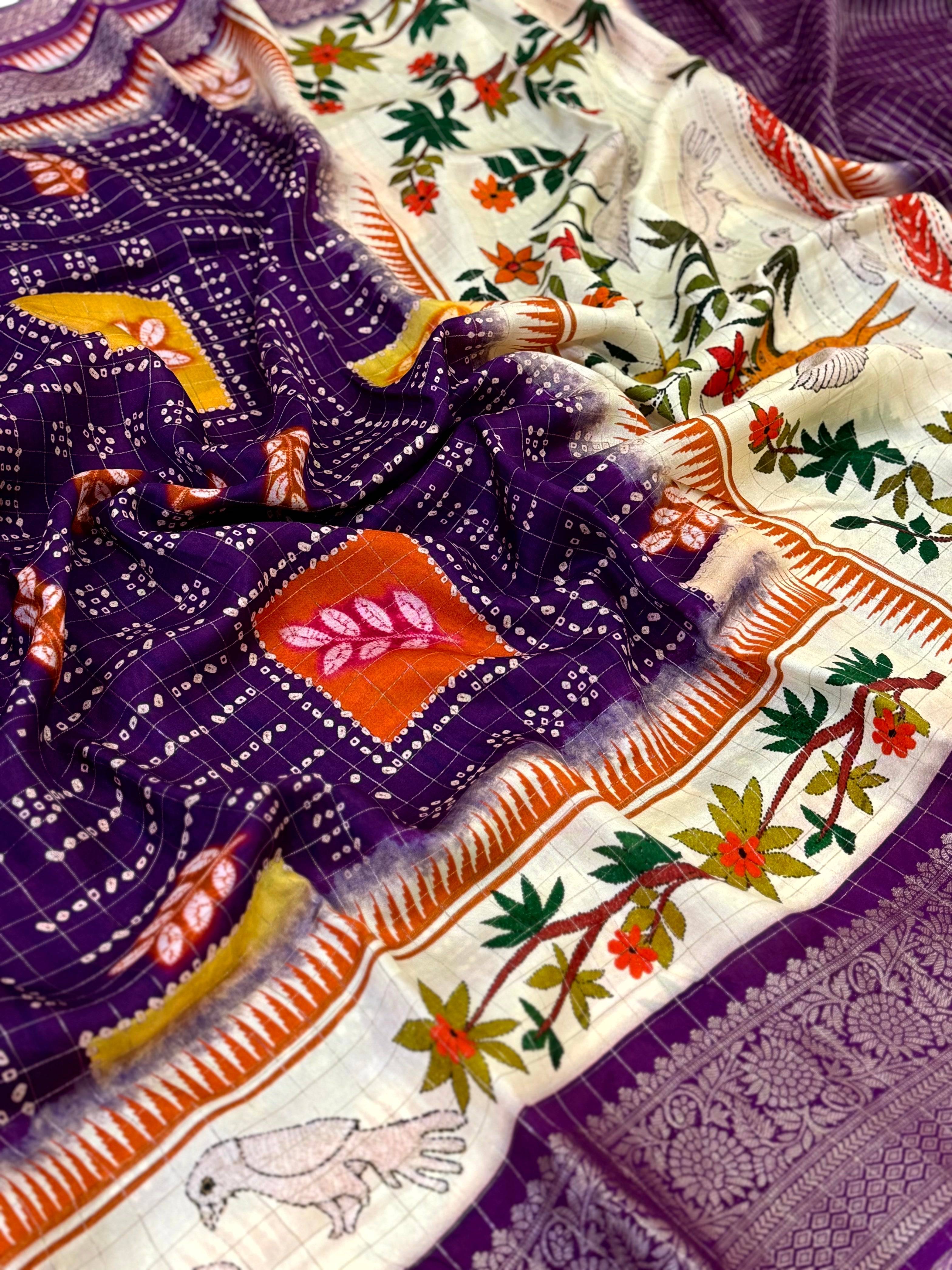 Radiant Pure Viscose Dola Check Saree