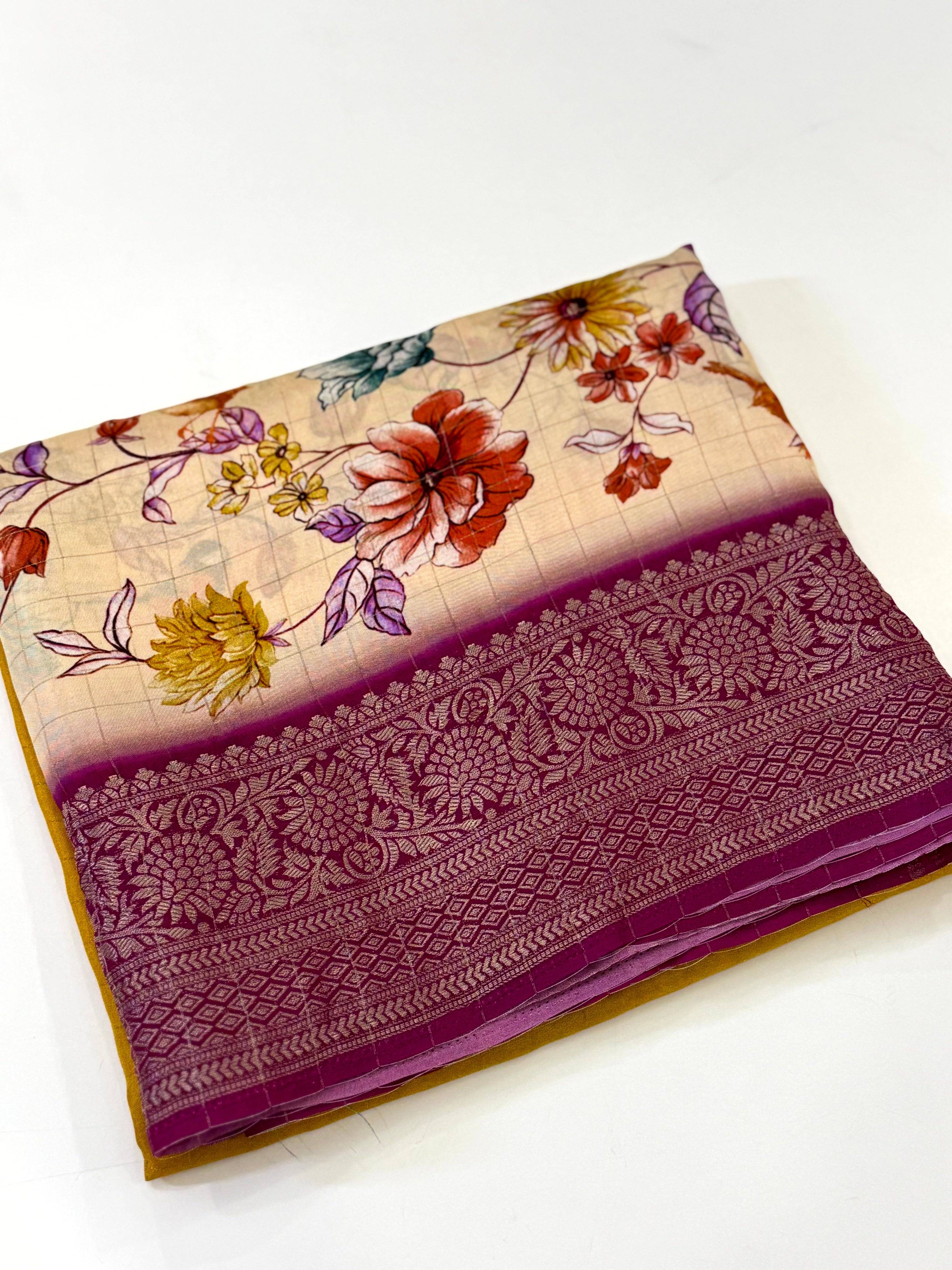 Vibrant Pure Viscose Dola Check Saree