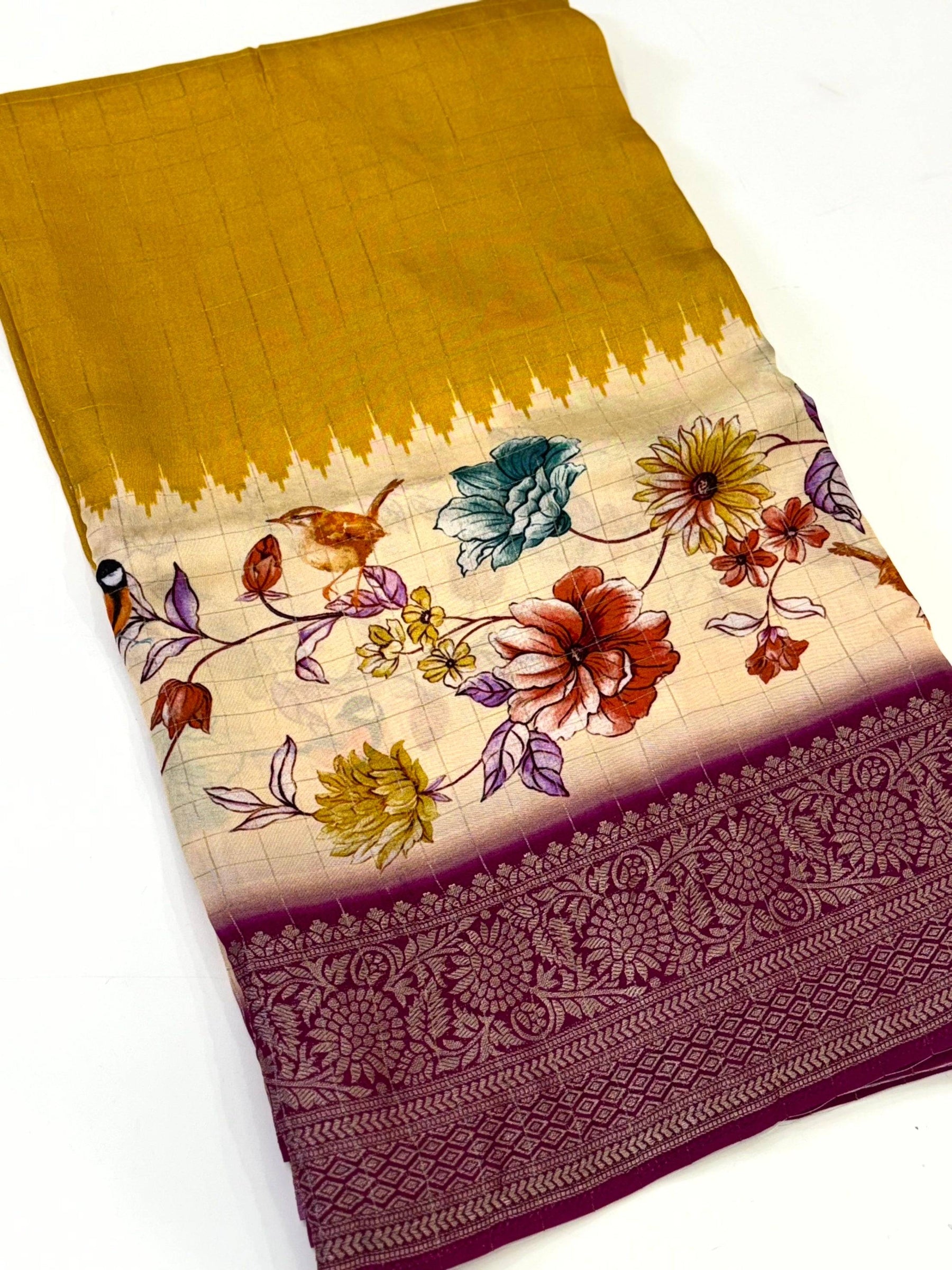 Vibrant Pure Viscose Dola Check Saree