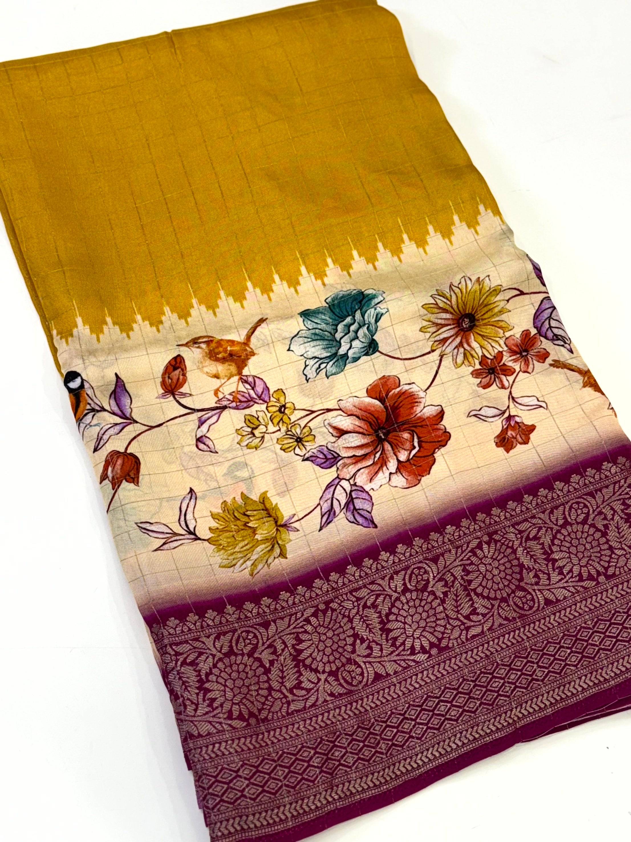 Vibrant Pure Viscose Dola Check Saree