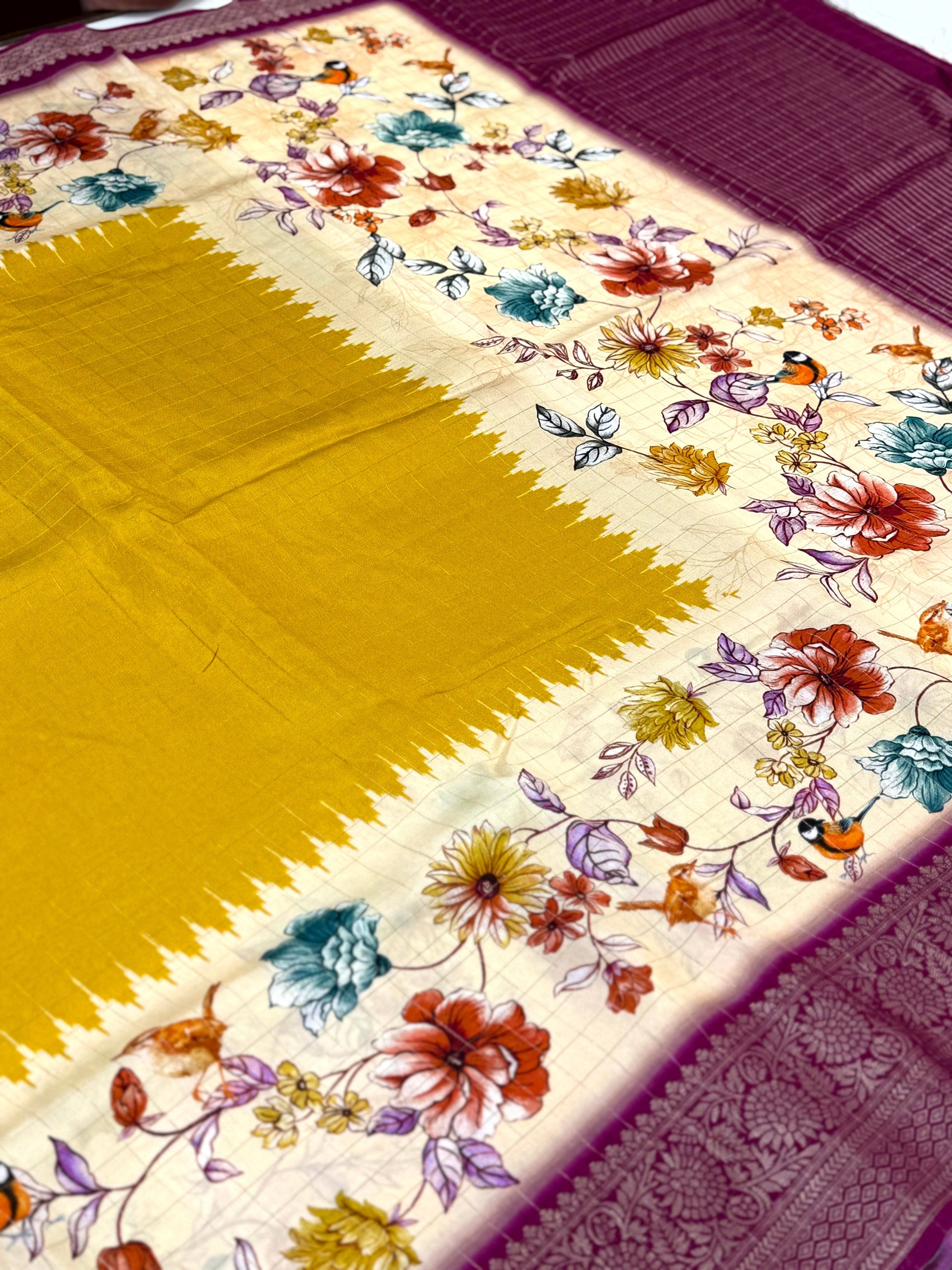 Vibrant Pure Viscose Dola Check Saree