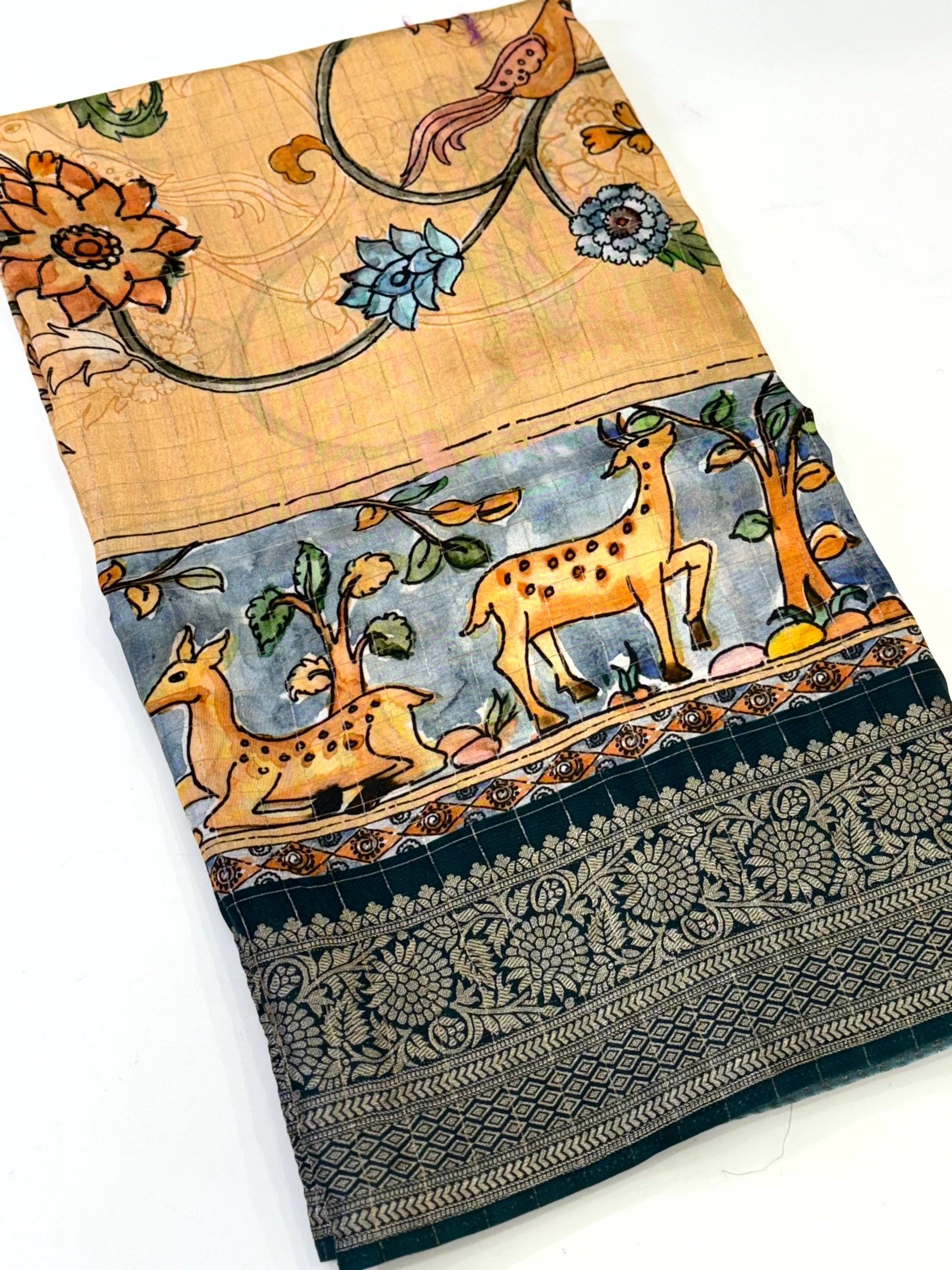 Radiance Pure Viscose Dola Check Saree