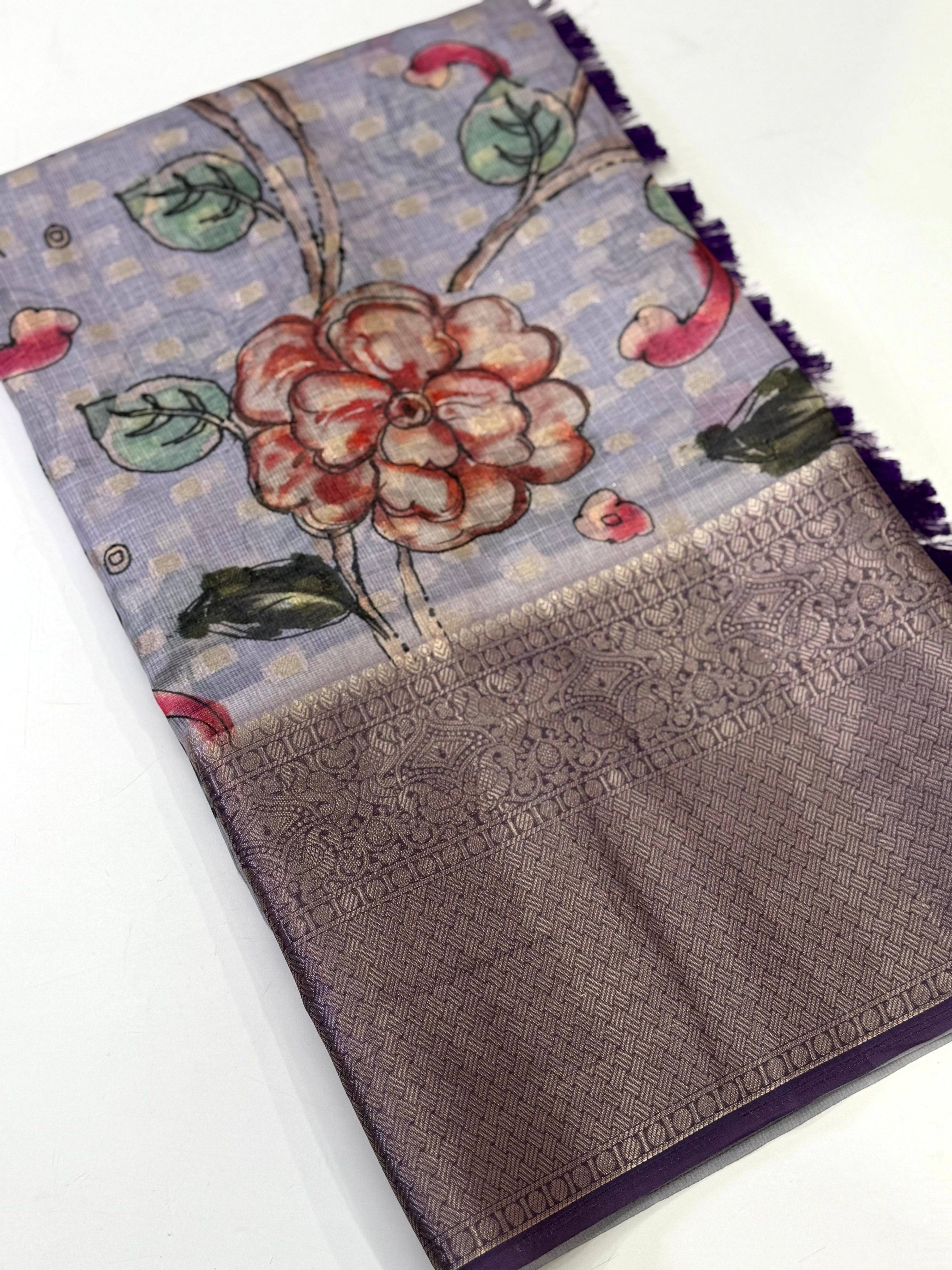 Heritage Kota Doriya Kalamkari Printed Saree