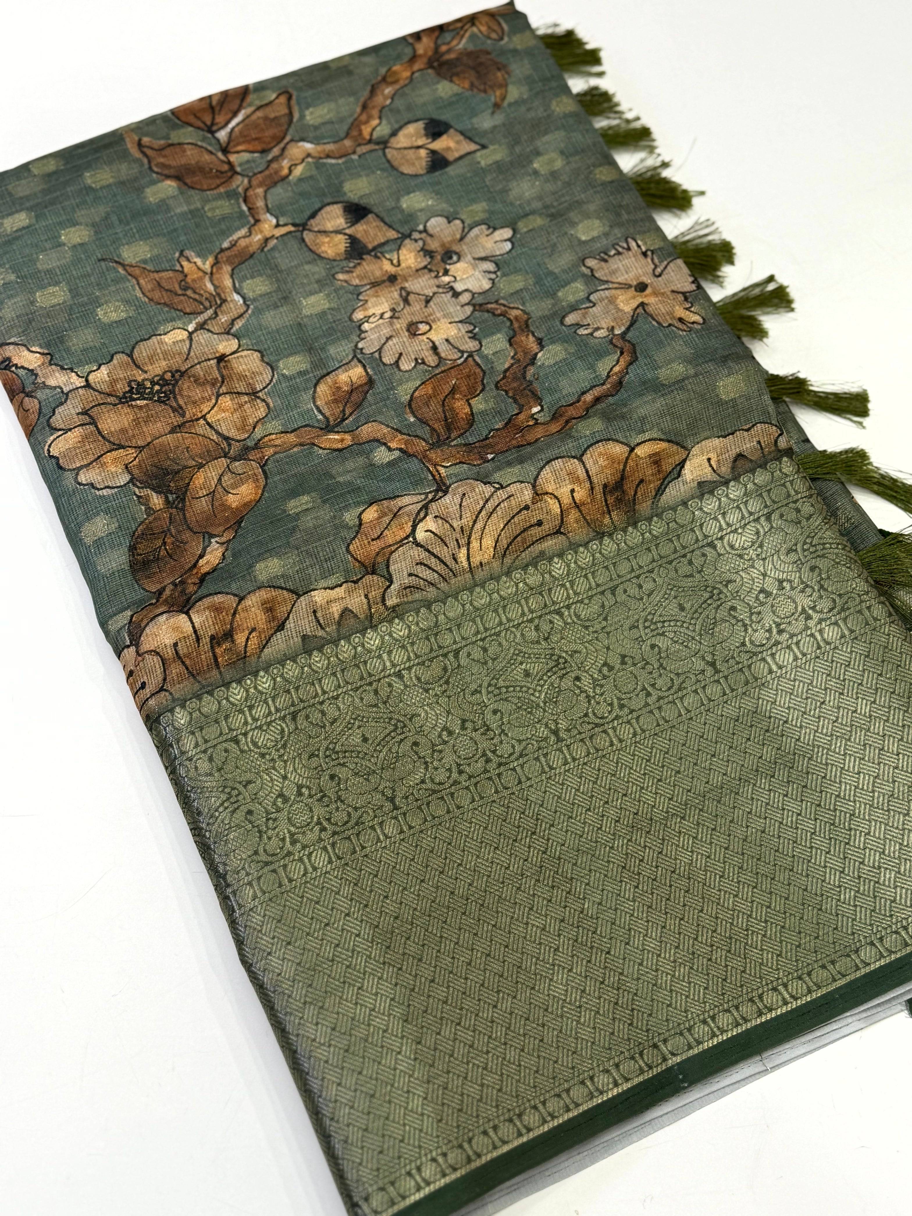 Royal Kota Doriya Kalamkari Printed Saree