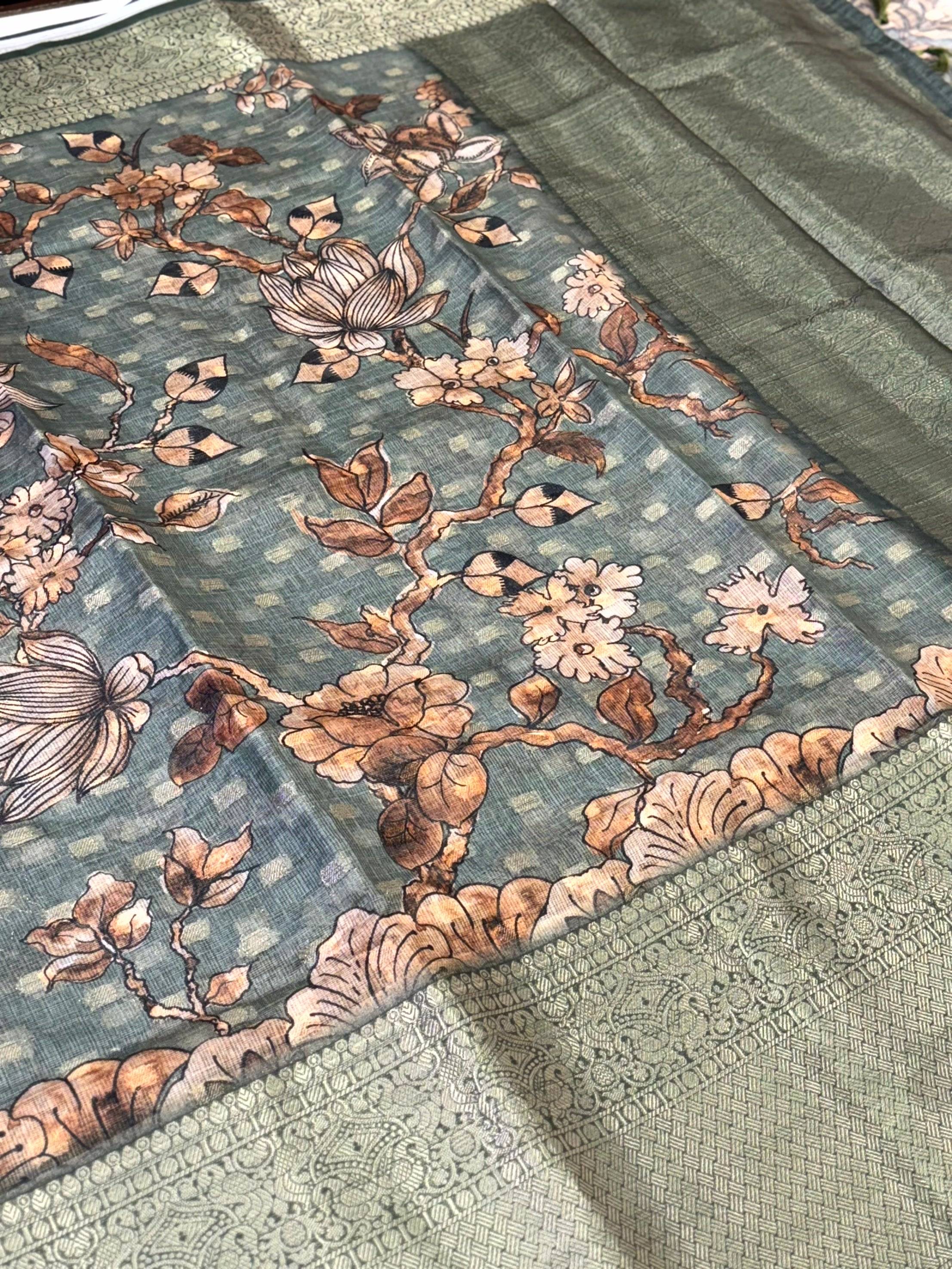 Royal Kota Doriya Kalamkari Printed Saree