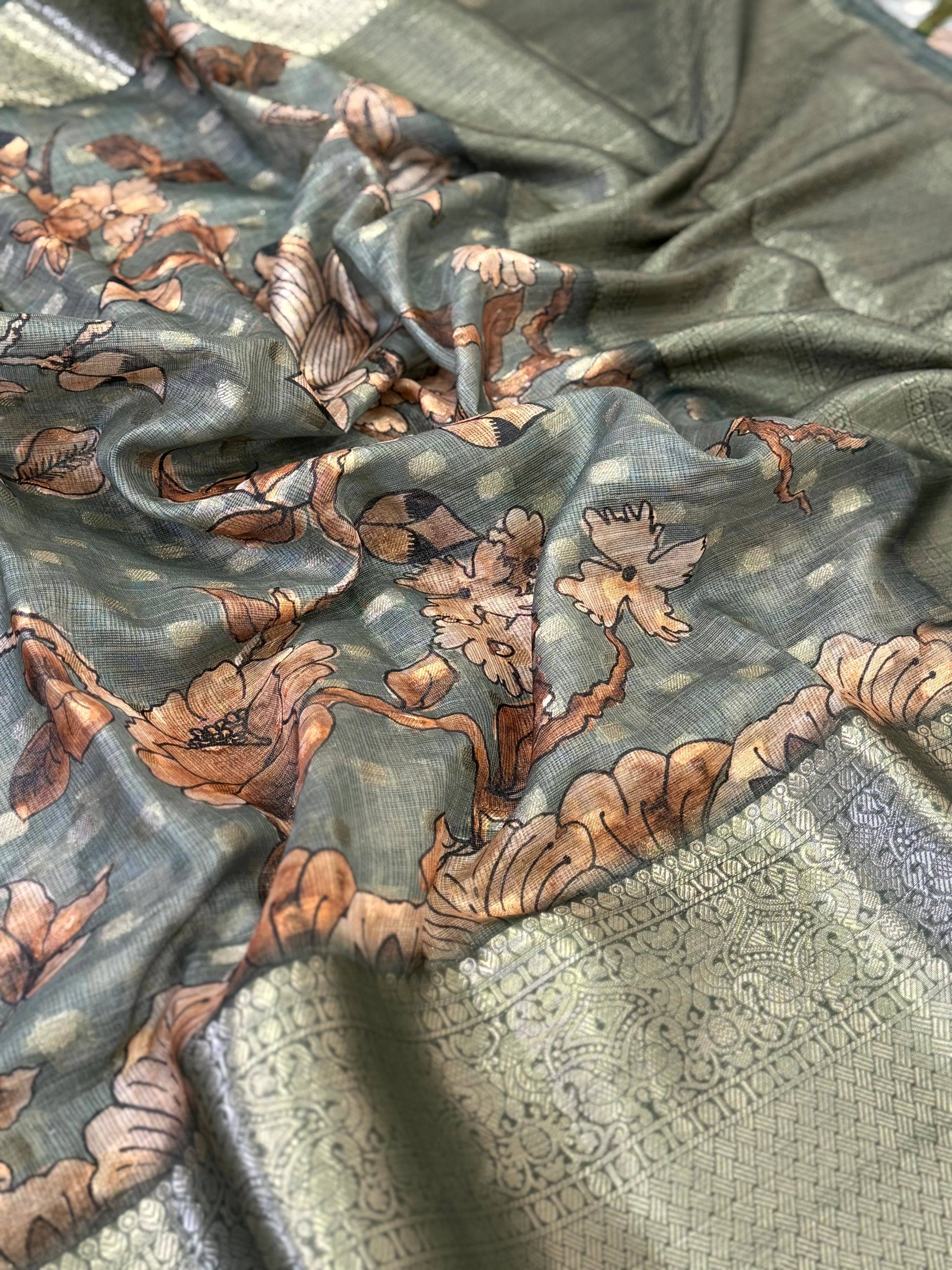 Royal Kota Doriya Kalamkari Printed Saree