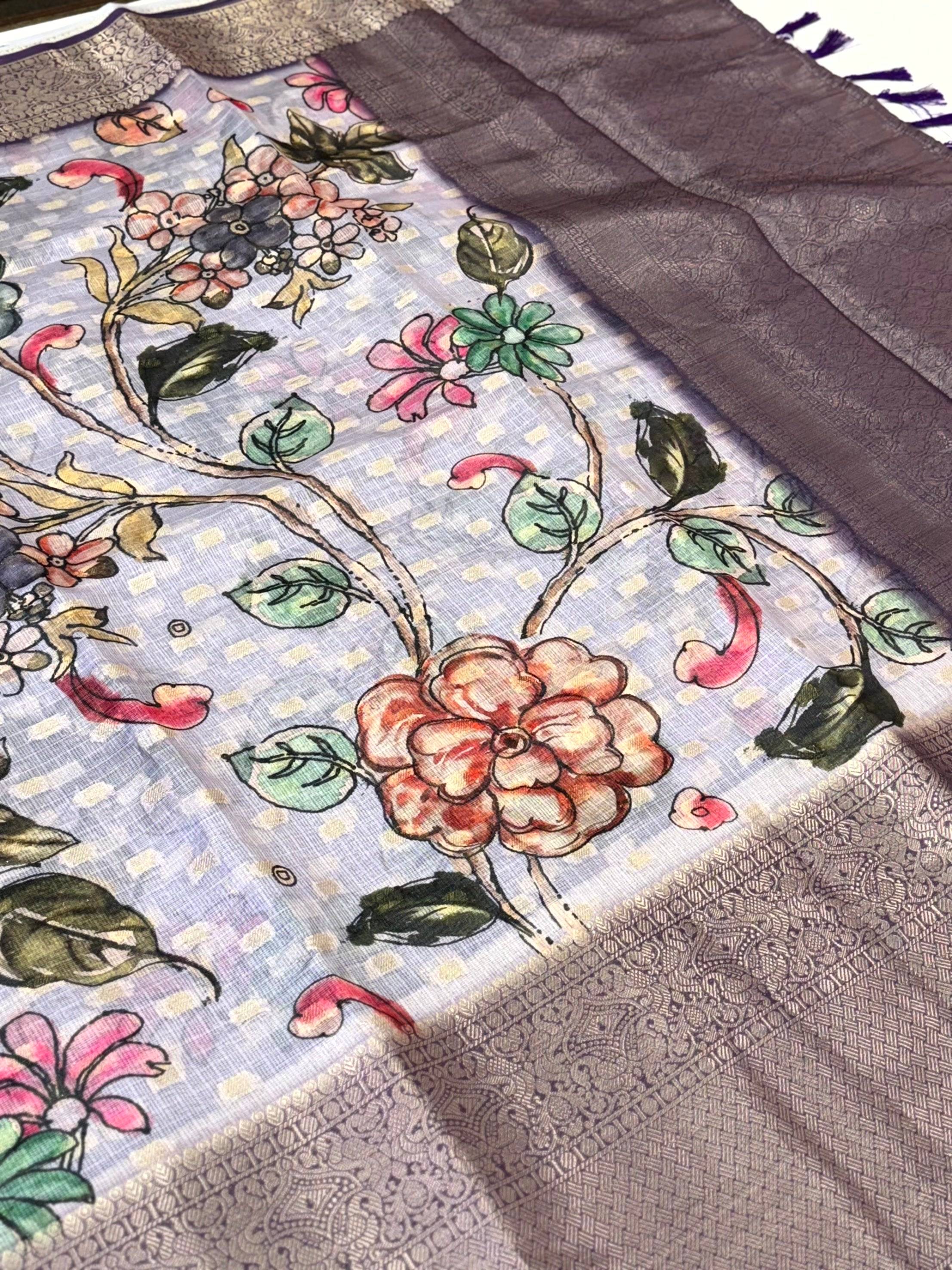 Heritage Kota Doriya Kalamkari Printed Saree