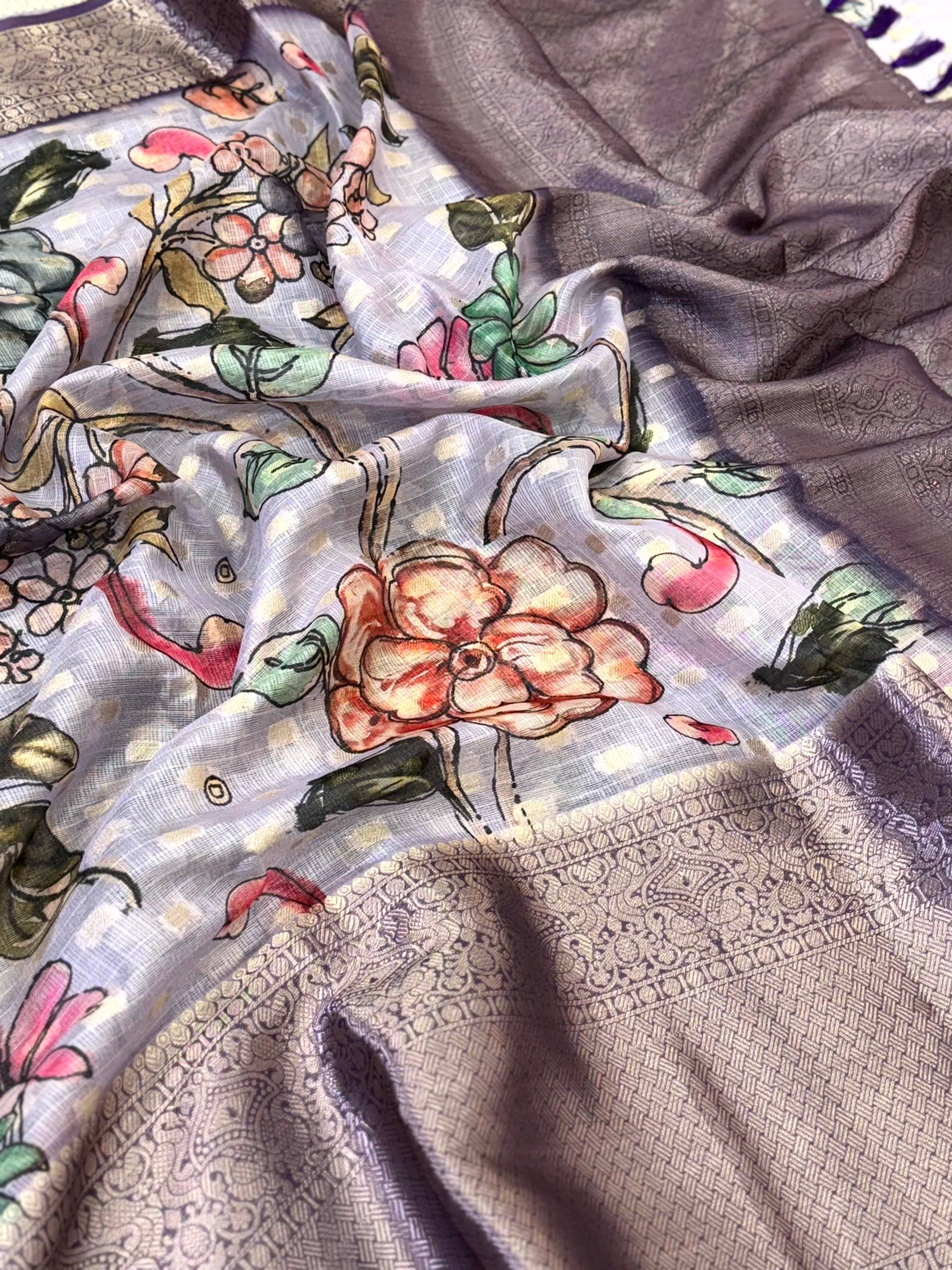 Heritage Kota Doriya Kalamkari Printed Saree