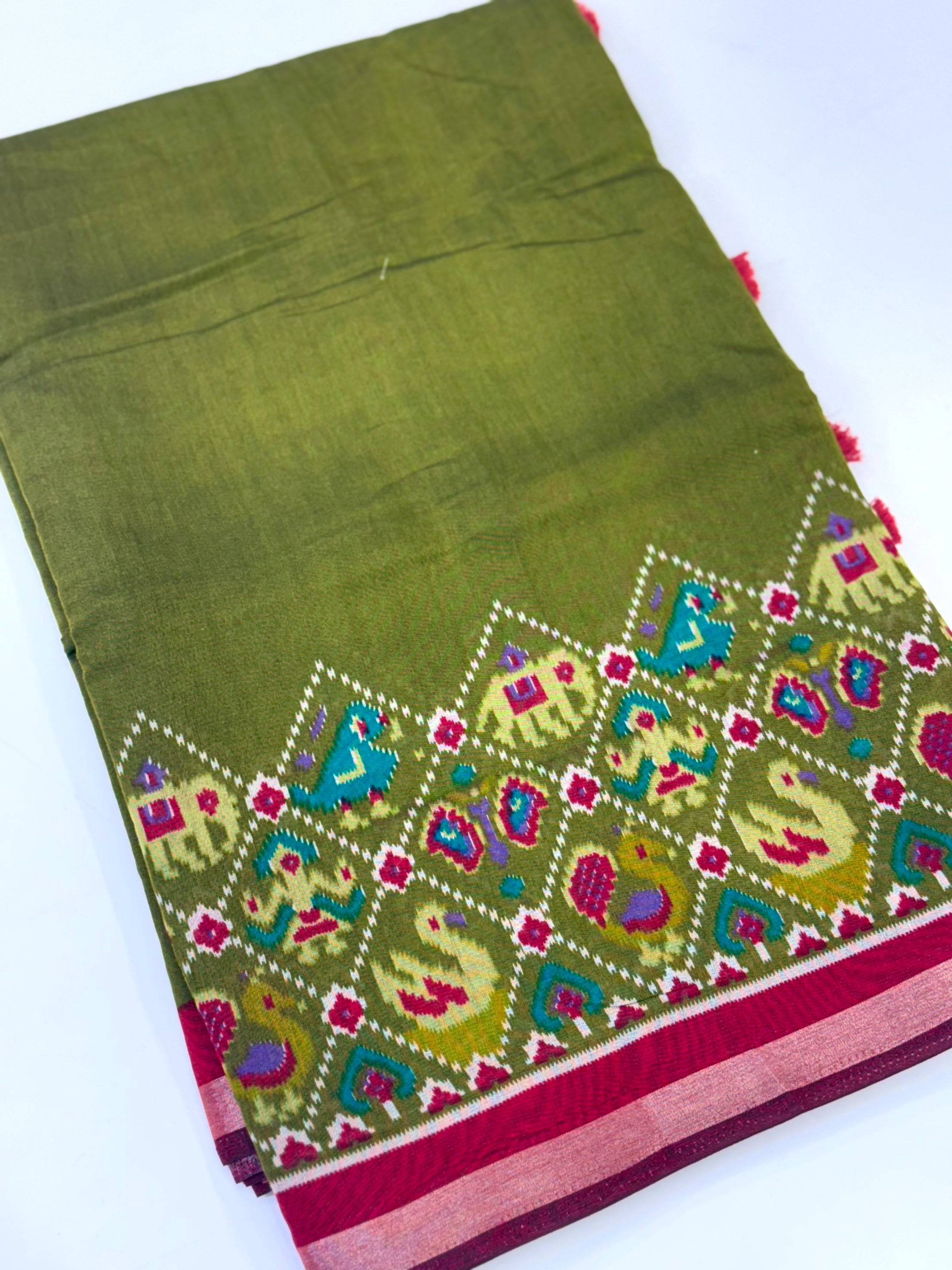Green Pochampally Mul Cotton Saree