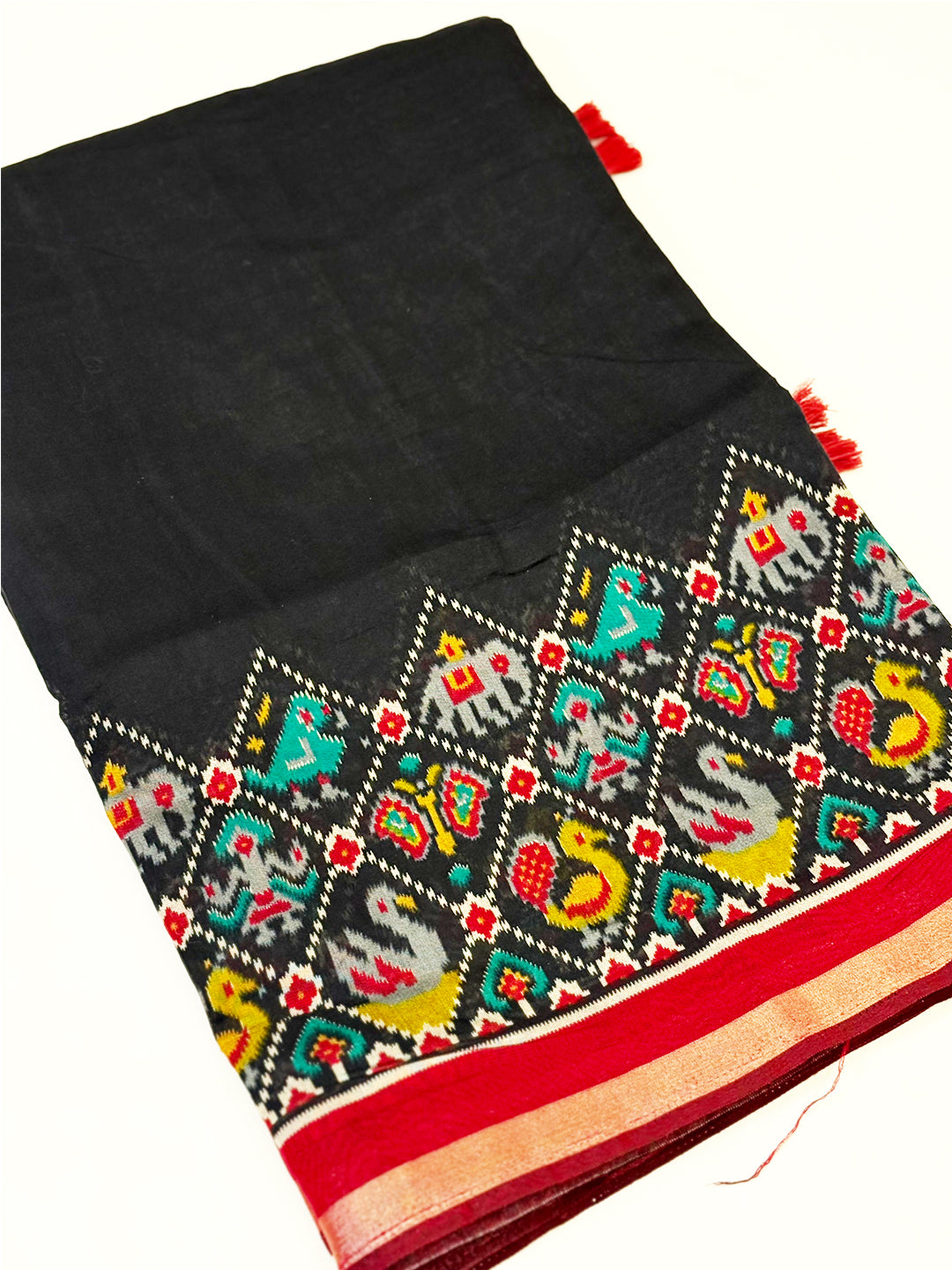 Black Pochampally Mul Cotton Saree
